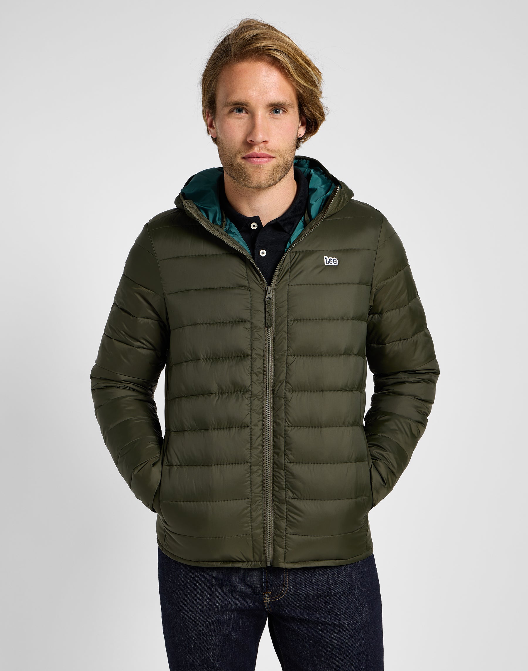 Light Puffer Jacket in Olive Night Jackets Lee   