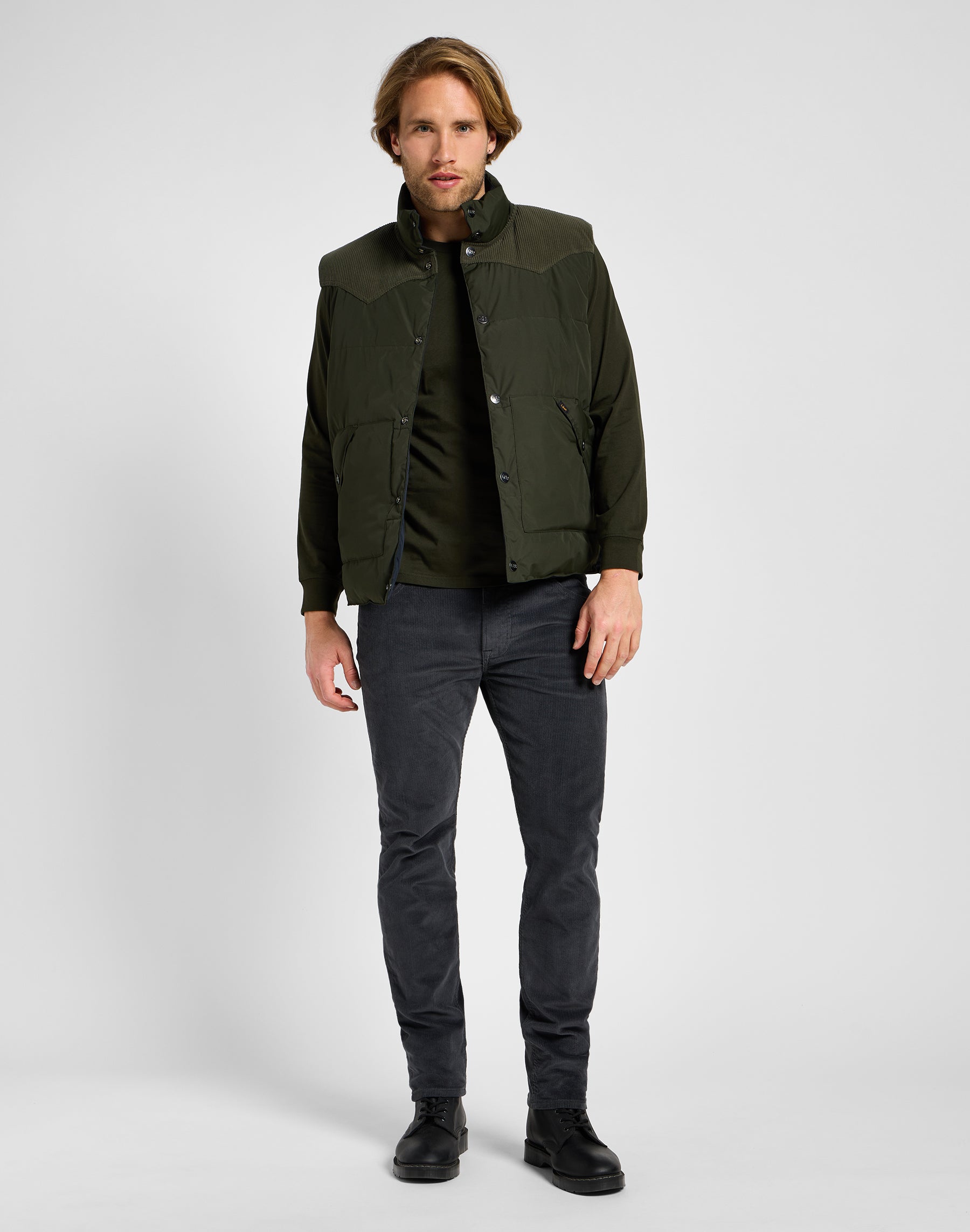 Reversible Western Puffer in Olive Night jackets Lee   