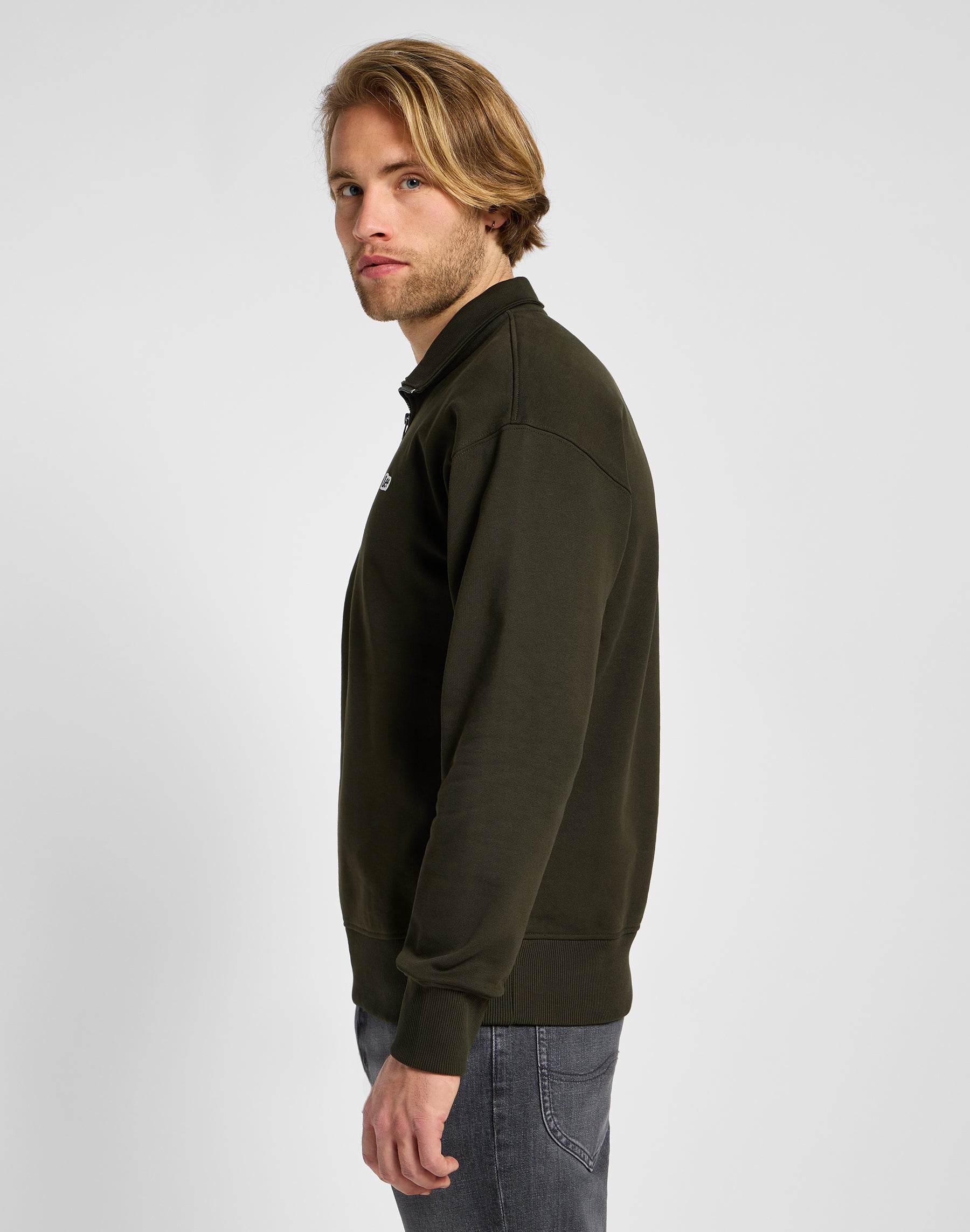 Half Zip Sweater in Olive Night Sweatshirts Lee   