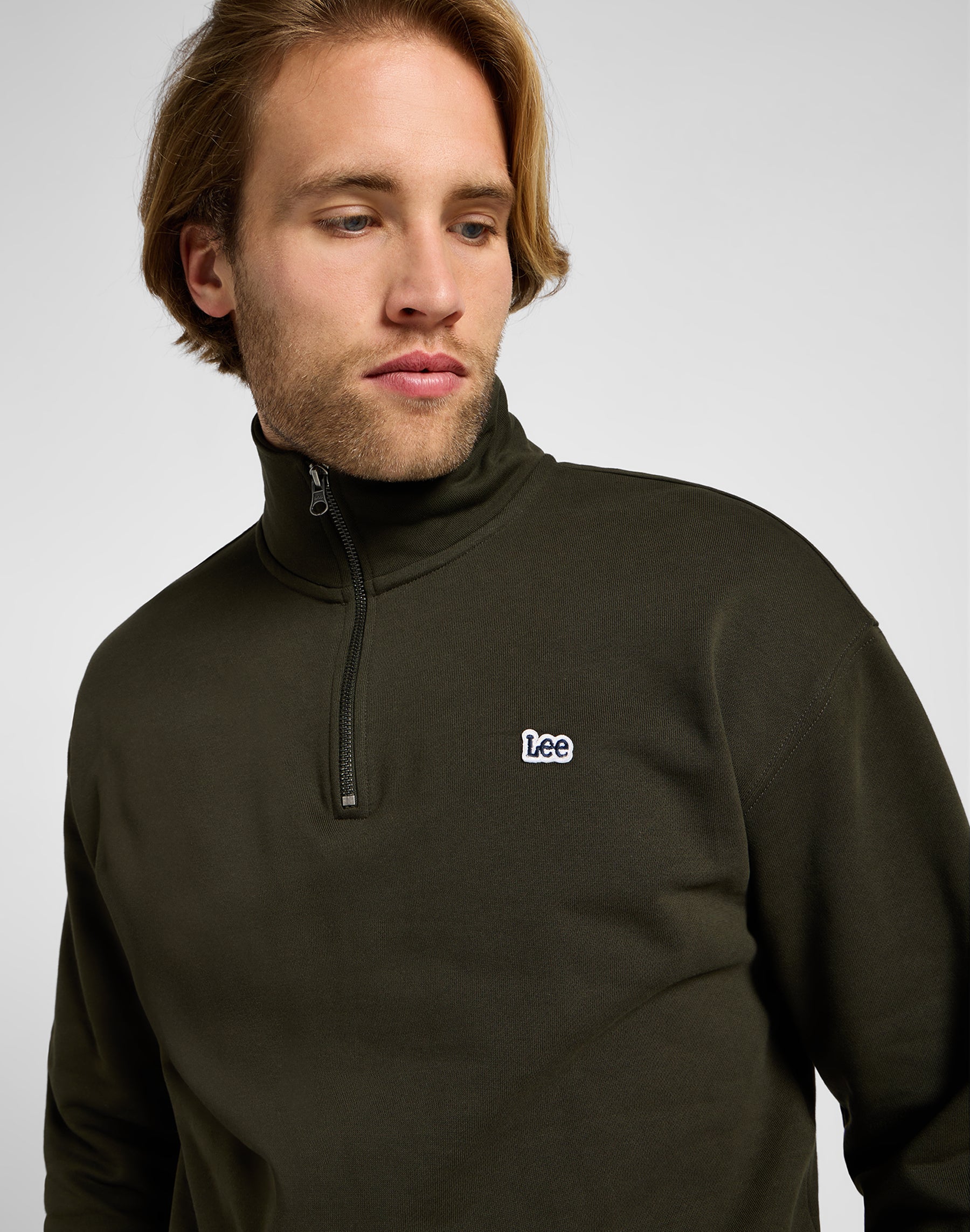 Half Zip Sweater in Olive Night Sweatshirts Lee   