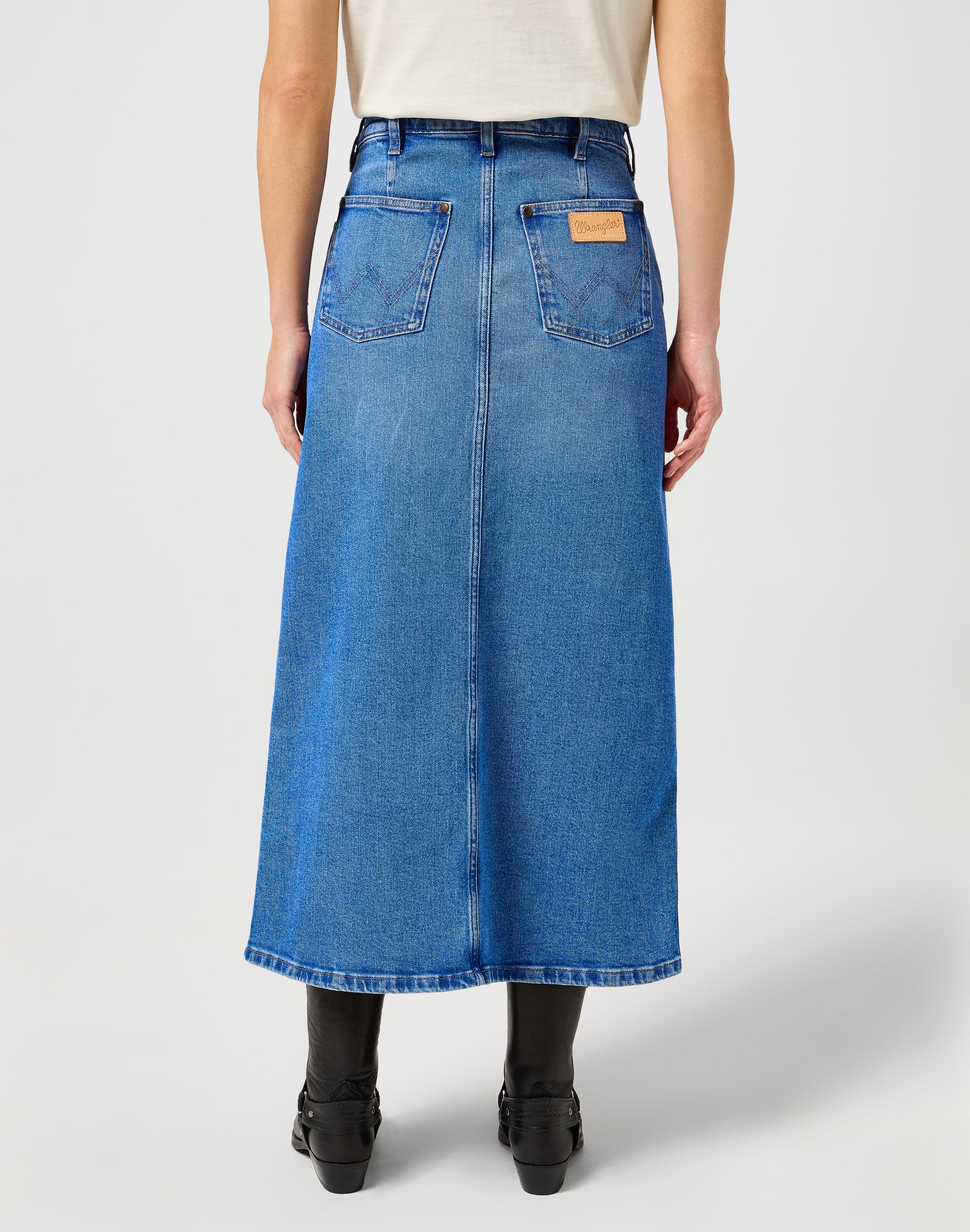 Denim Maxi Skirt in Once Loved Skirts Wrangler   