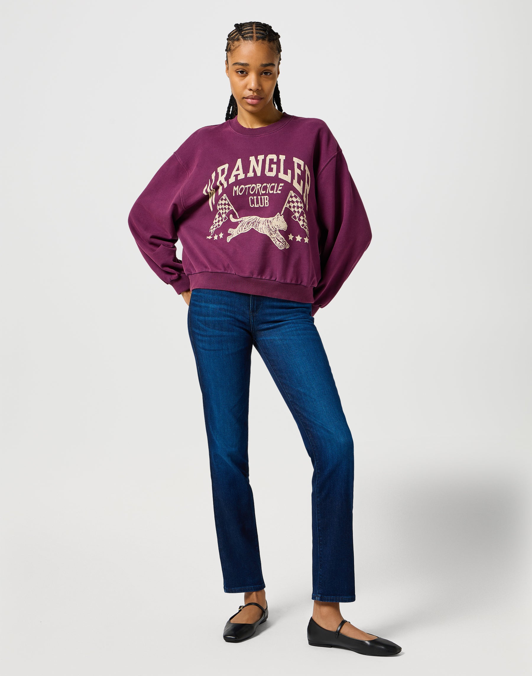 Oversized Sweat in Italian Plum Sweatshirts Wrangler   