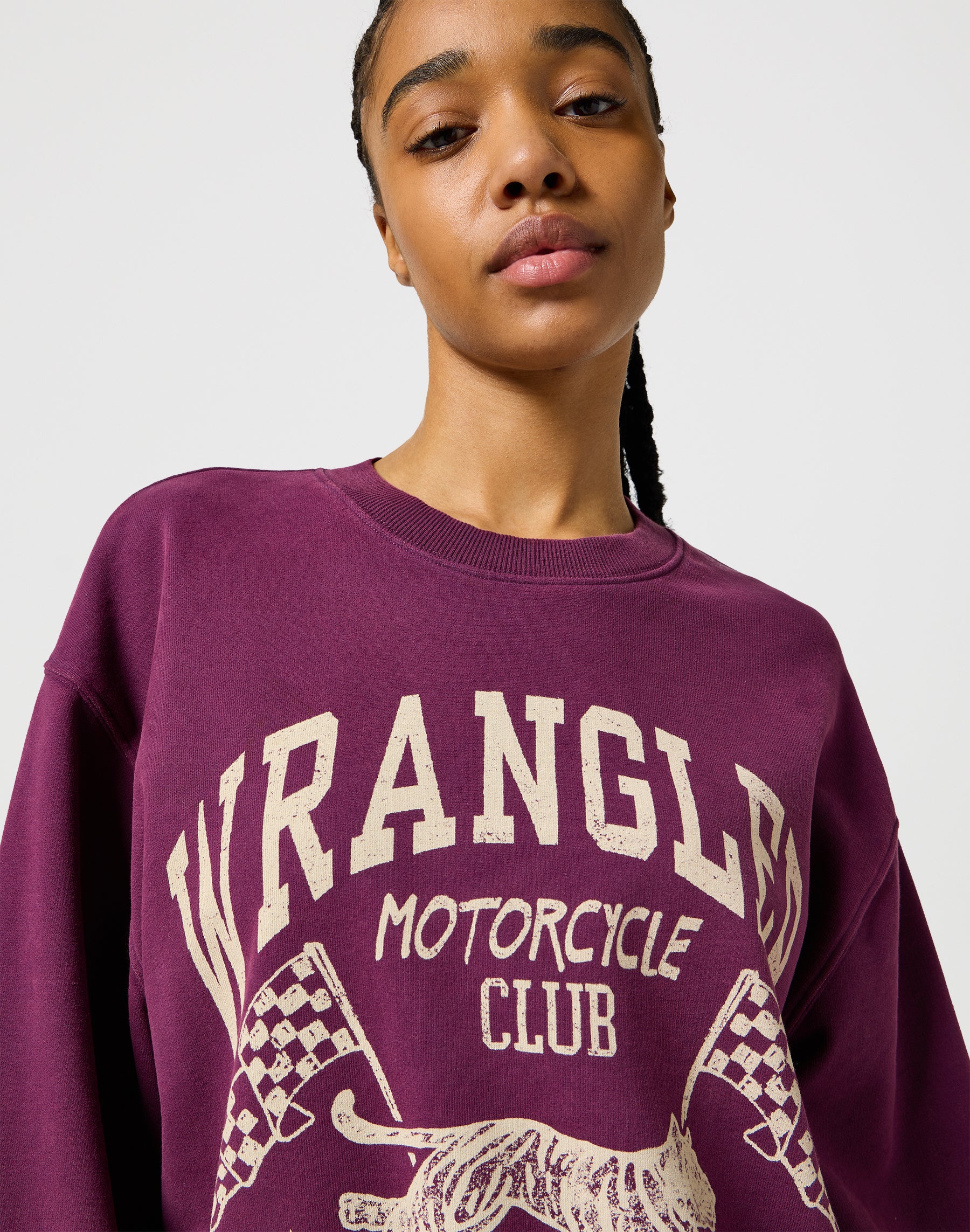 Oversized Sweat in Italian Plum Sweatshirts Wrangler   