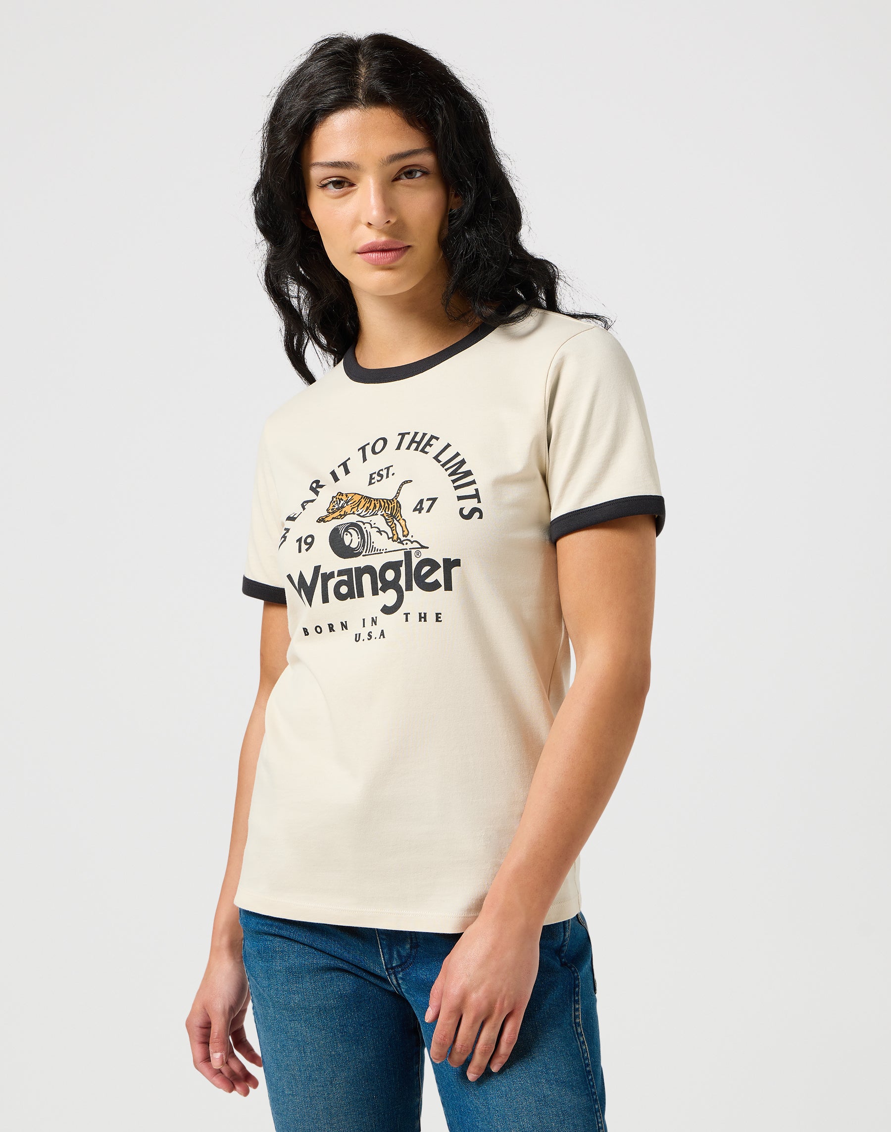 Ringer Tee in Vintage White T-Shirts Wrangler   