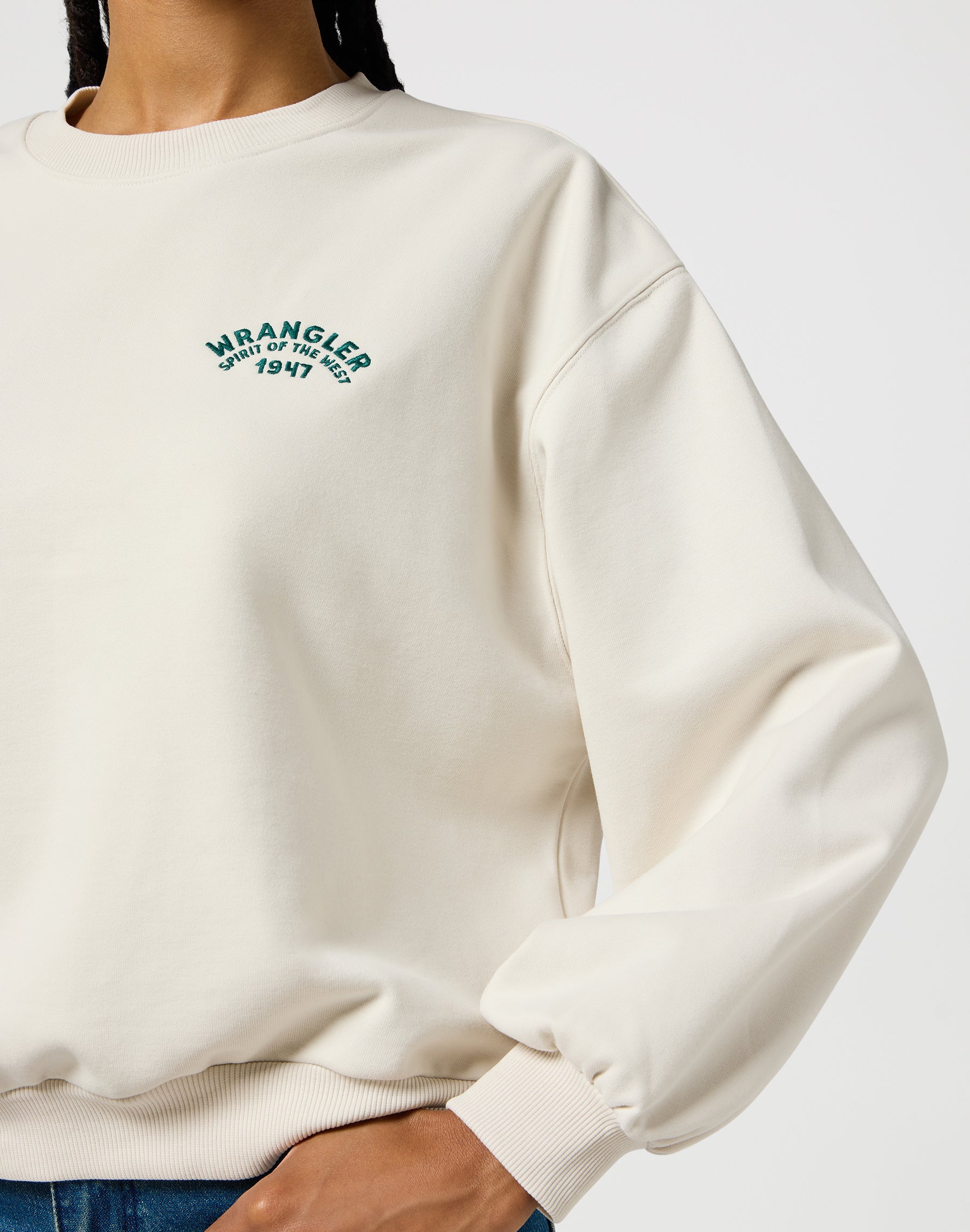 Oversized Sweat in Vintage White Pullover Wrangler   