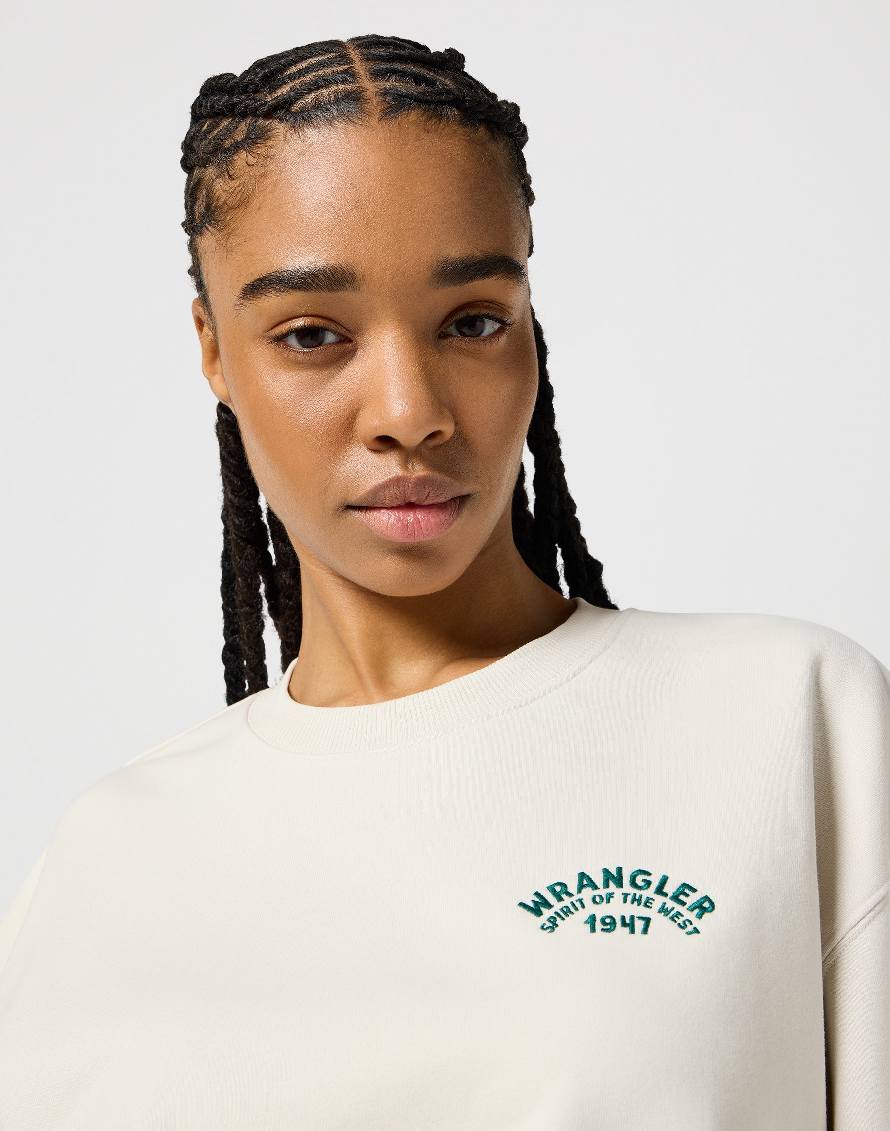 Oversized Sweat in Vintage White Pullover Wrangler   