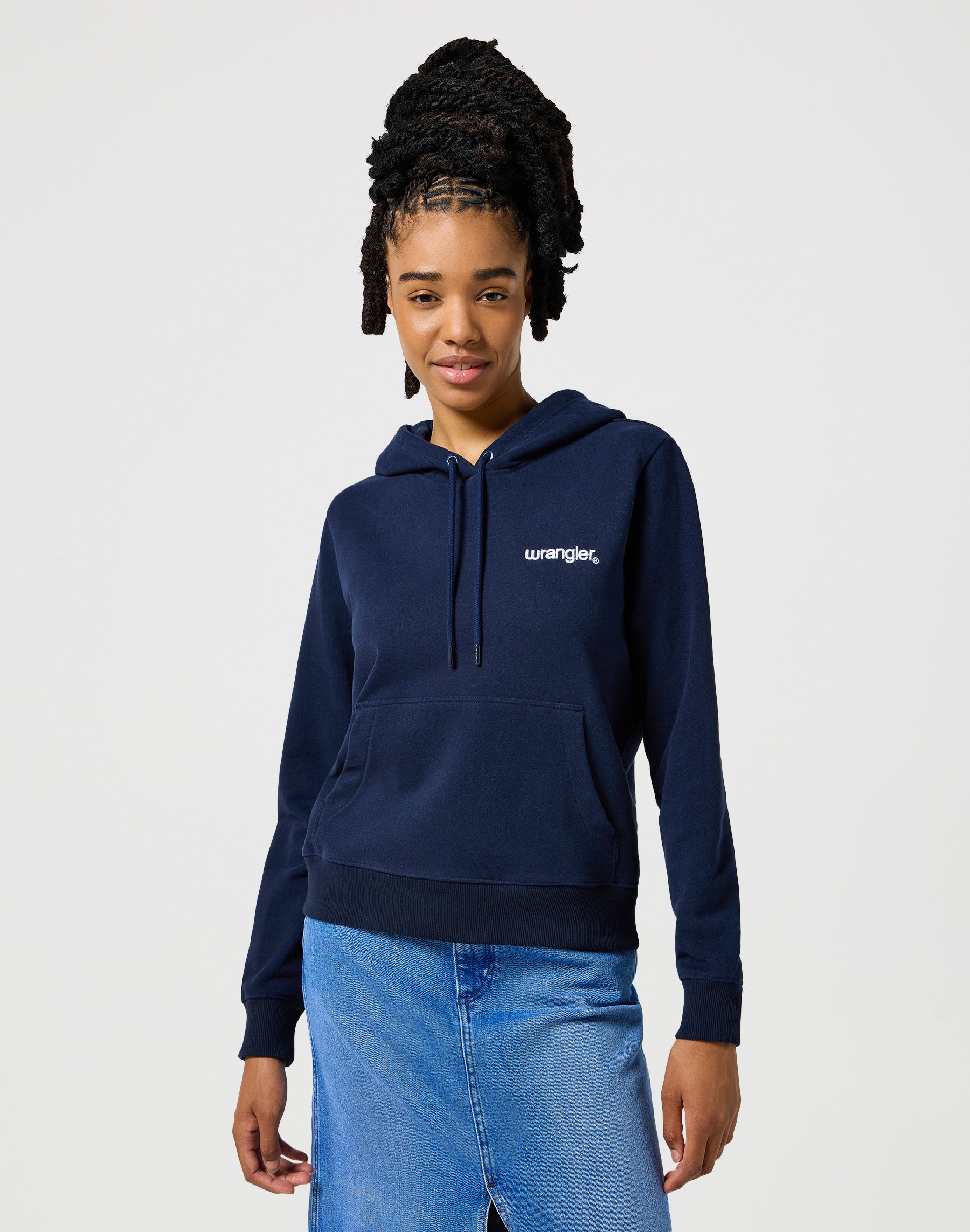 Regular hoodie in Navy Wrangler hoodie   