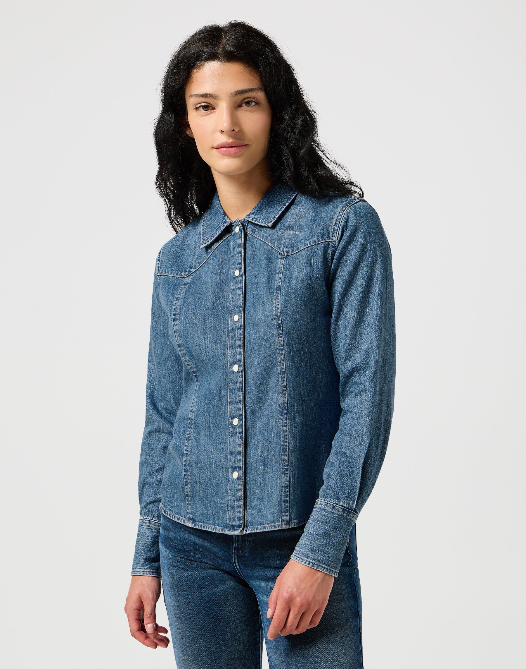 Exag Yoke Shirt in Faded Blue Shirts Wrangler   