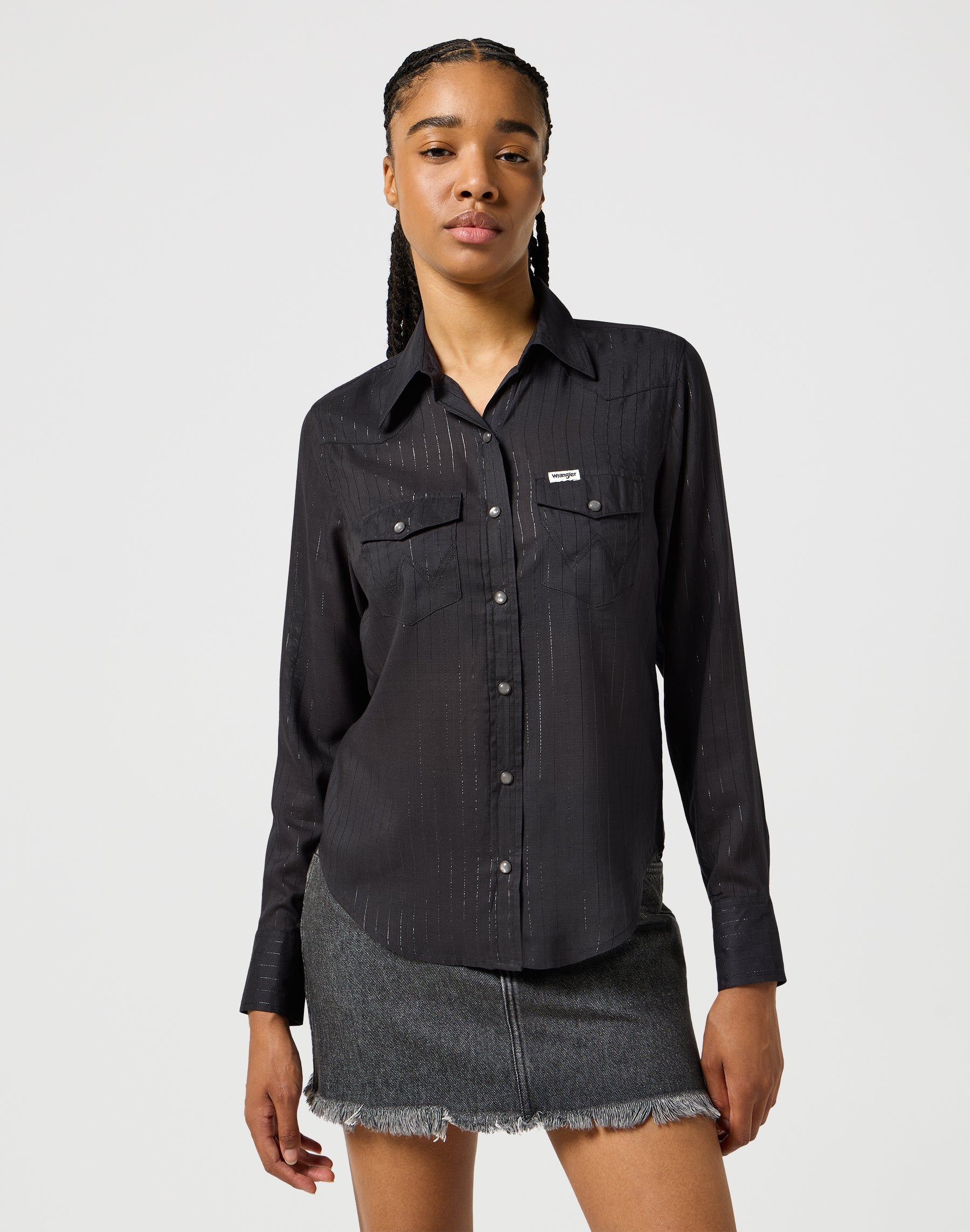 Slim Western Shirt in Black Shirts Wrangler   