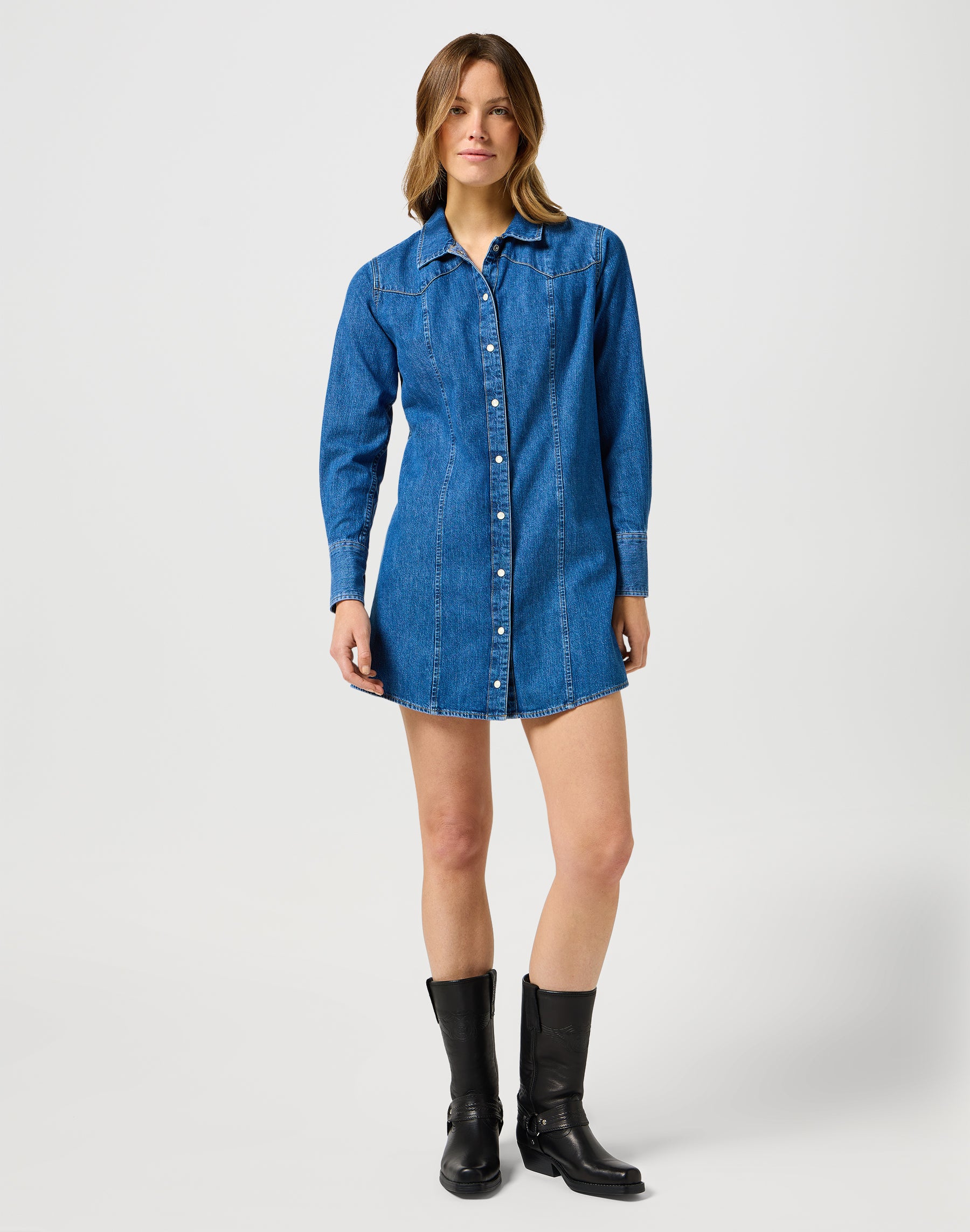 Reg Denim Dress in Petrified Dresses Wrangler   