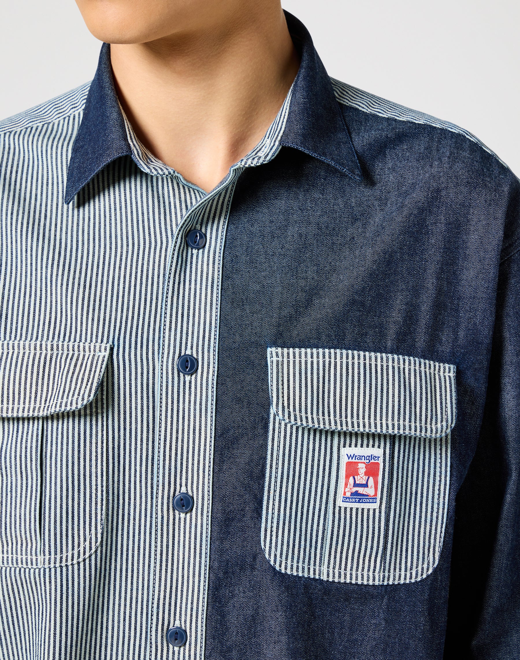 Casey Colorblock Shirt in Mixed Denim Shirts Wrangler   