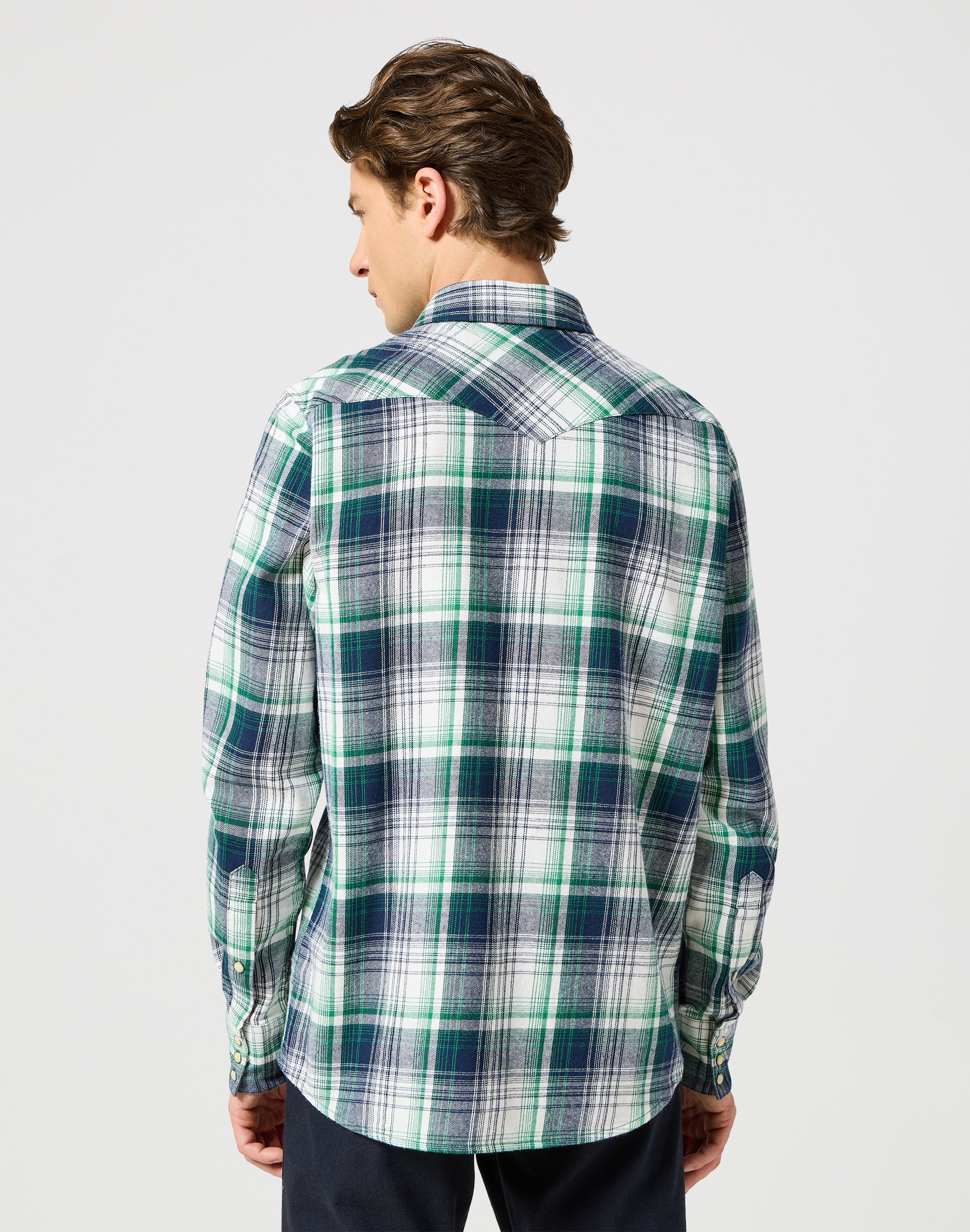 Western Shirt in Green Blue Shirts Wrangler   