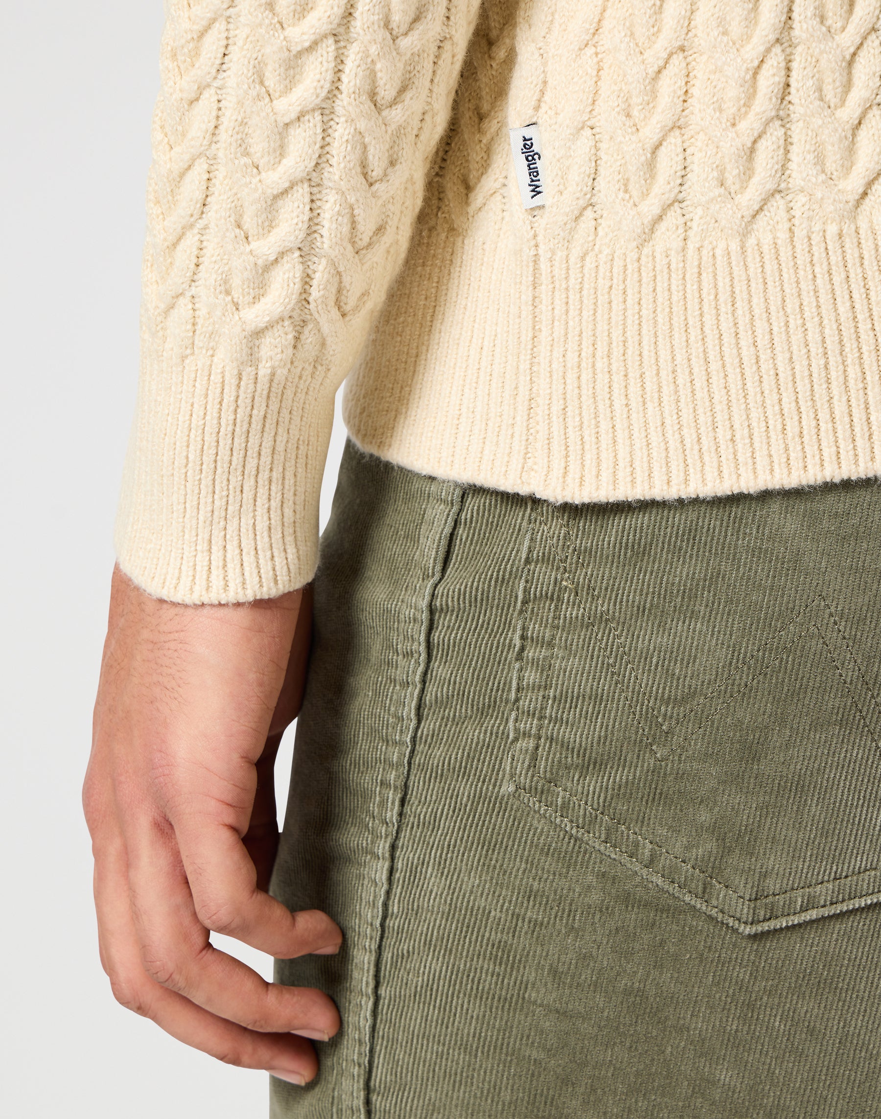 Half Zip Knit in Ecru Sweater Wrangler   