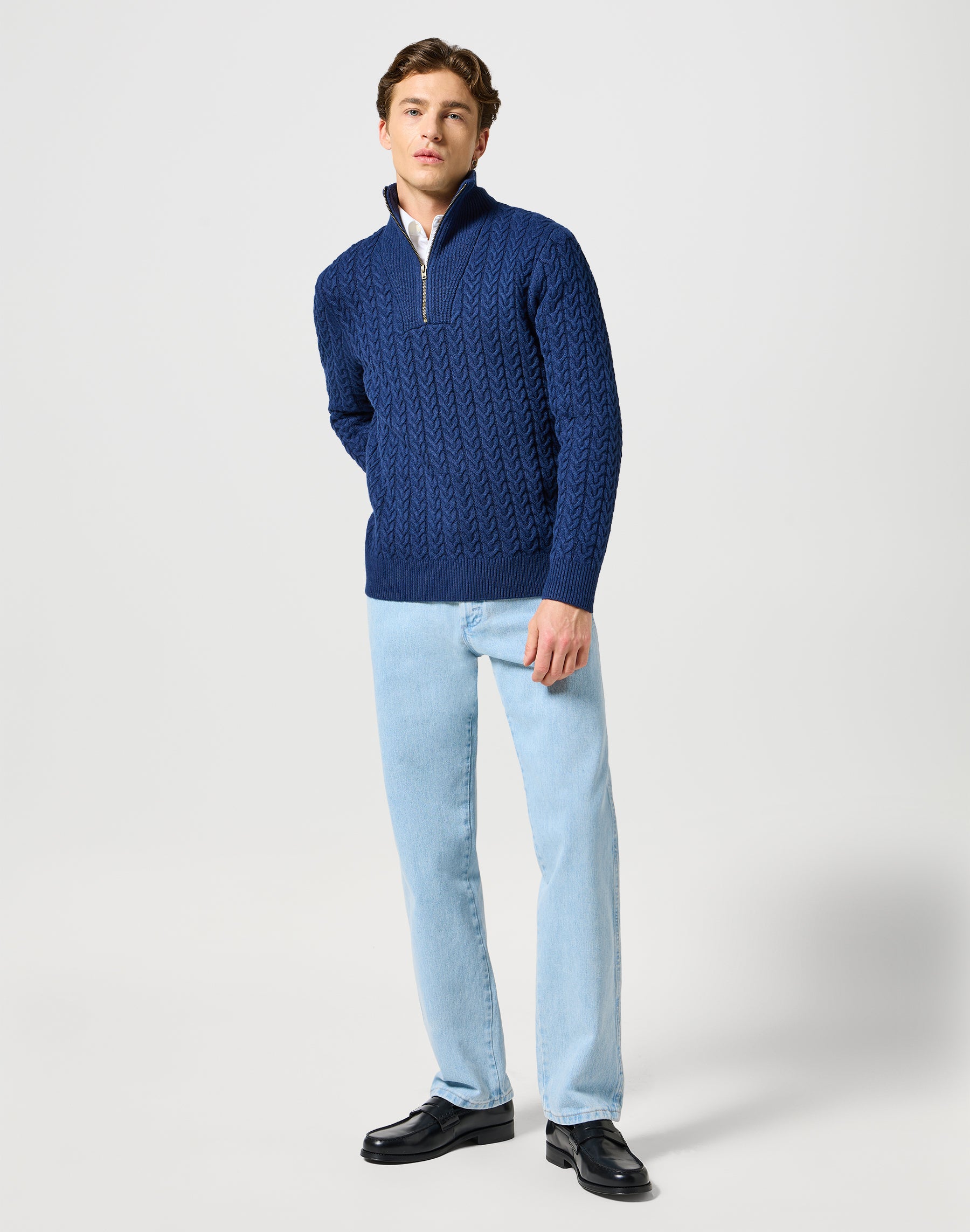 Half Zip Knit in Navy Sweater Wrangler   