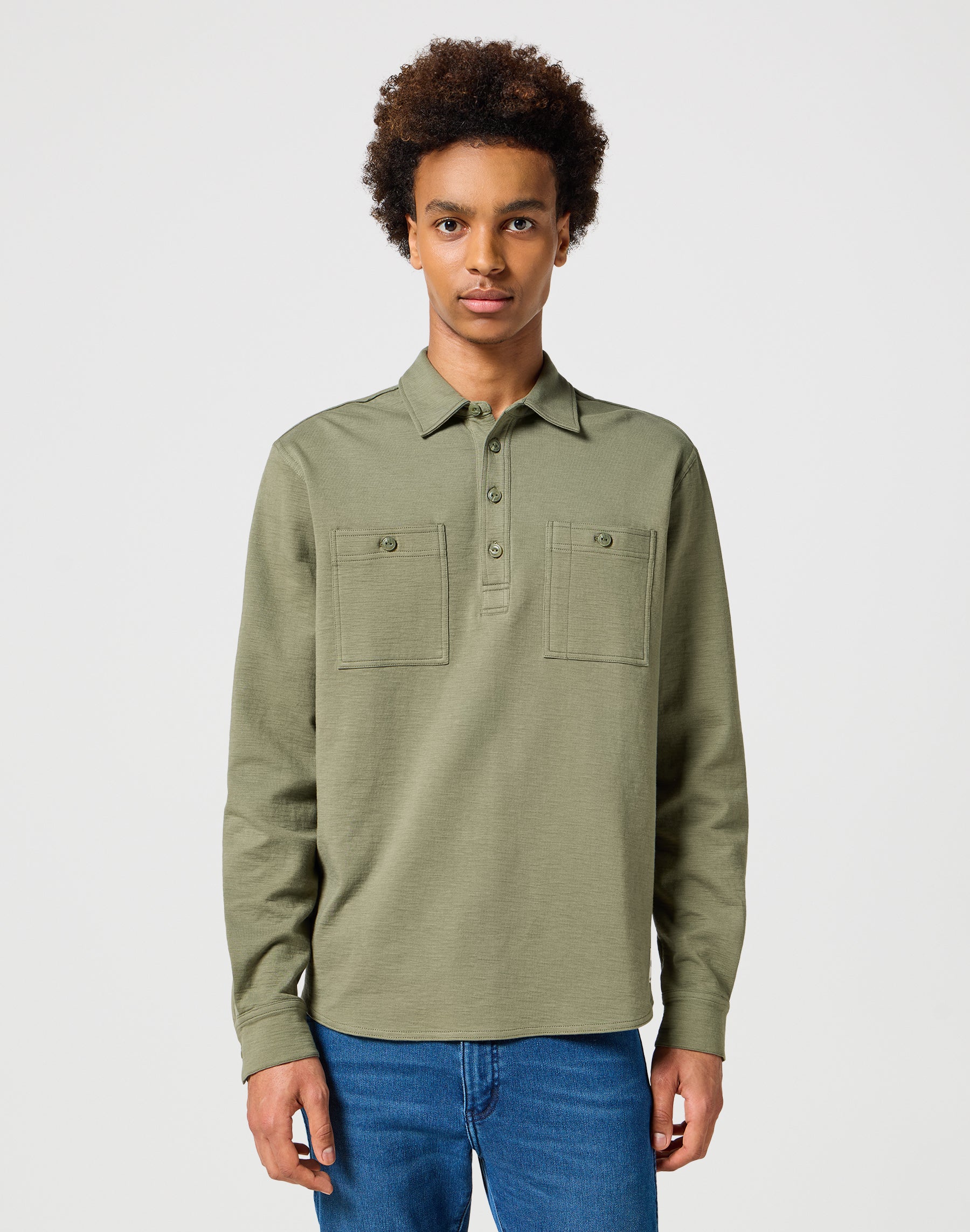 Longsleeves Utility Polo in Dusty Olive Polos Wrangler   