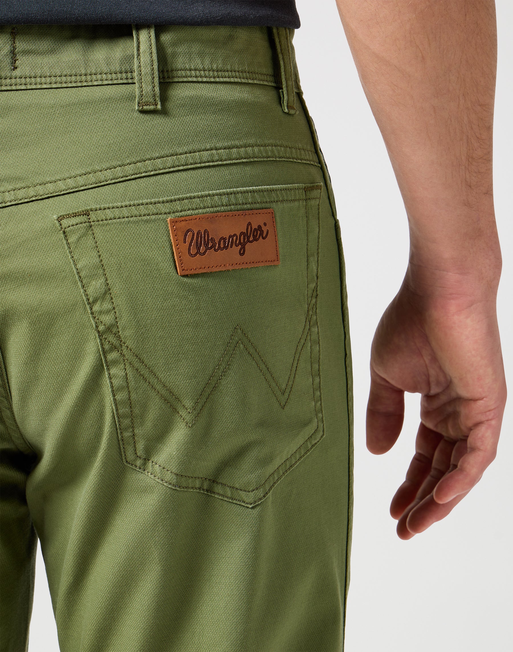 Texas in Dusty Olive pants Wrangler   