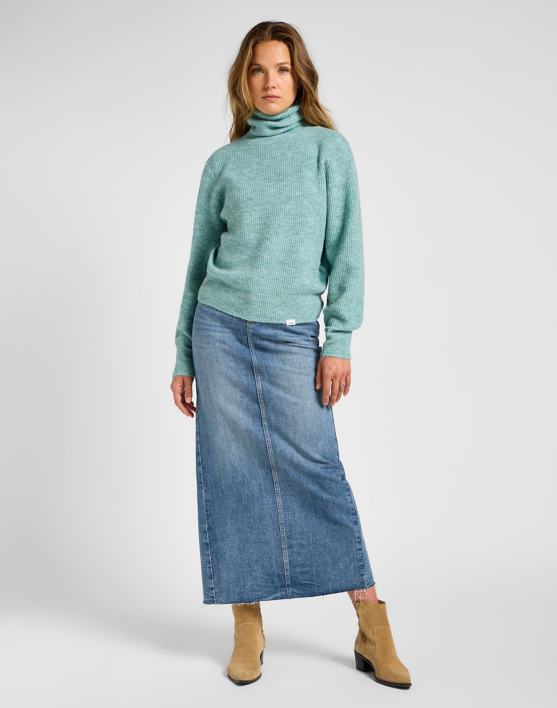 Roll Neck Knit in Pond Sweater Lee   