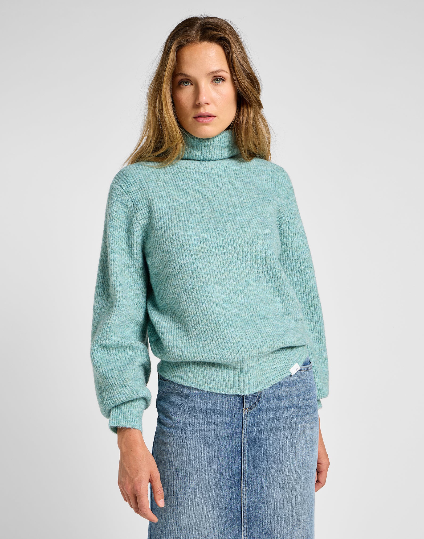 Roll Neck Knit in Pond Sweater Lee   