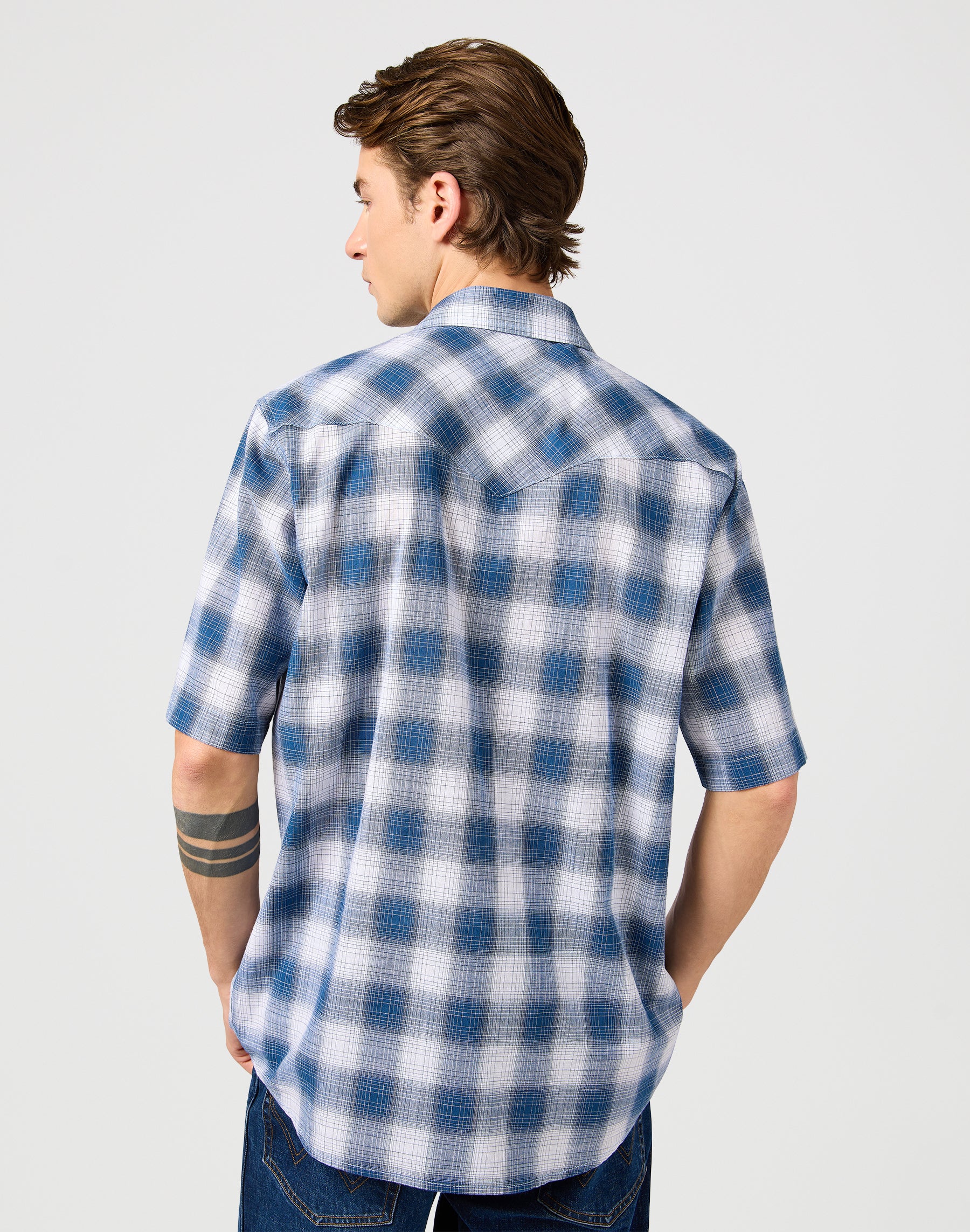 Ss Western Shirt in Blue Shadow Shirts Wrangler