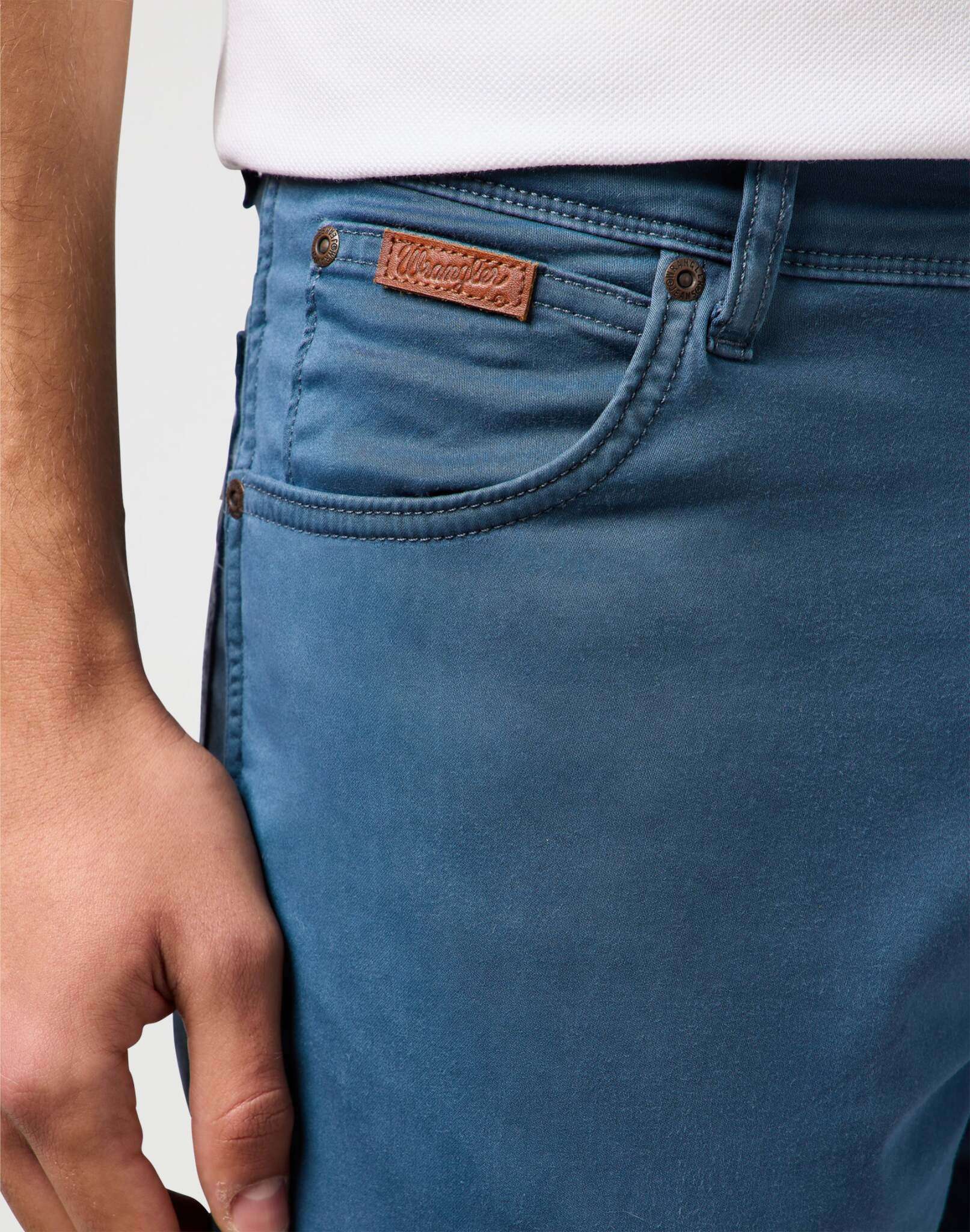 Texas Slim in China Blue Pants Wrangler