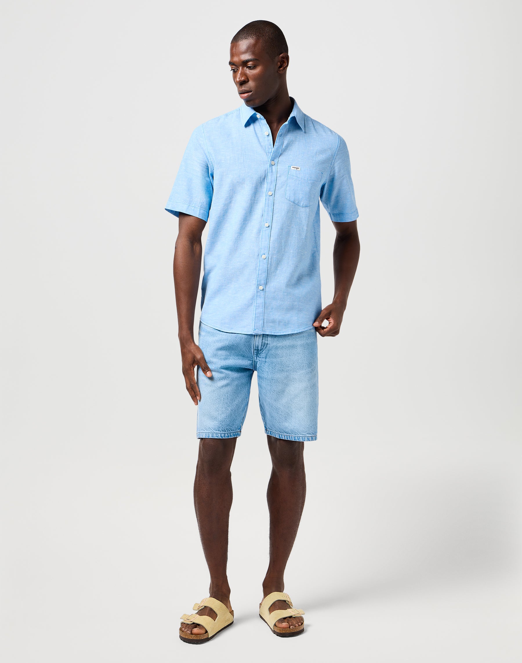 Ss 1 Pkt Shirt in Pacific Blue Shirts Wrangler