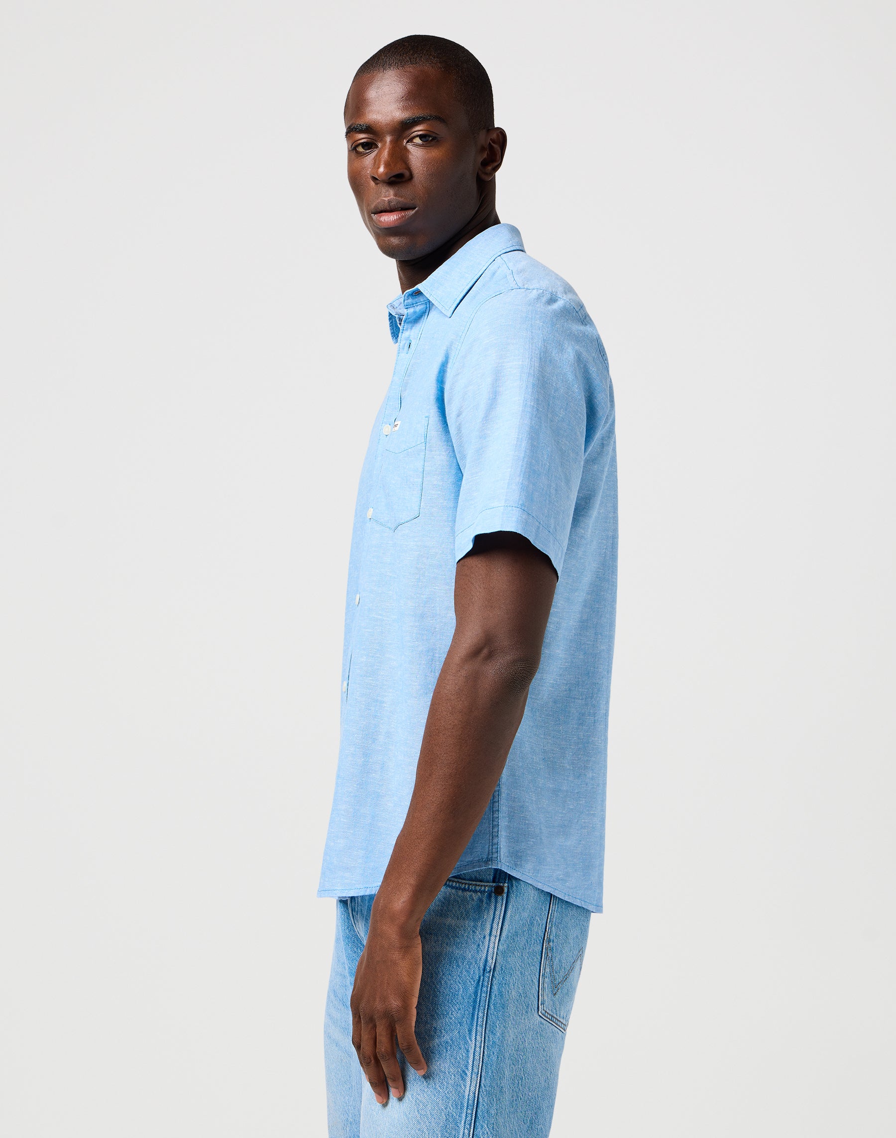 Ss 1 Pkt Shirt in Pacific Blue Shirts Wrangler