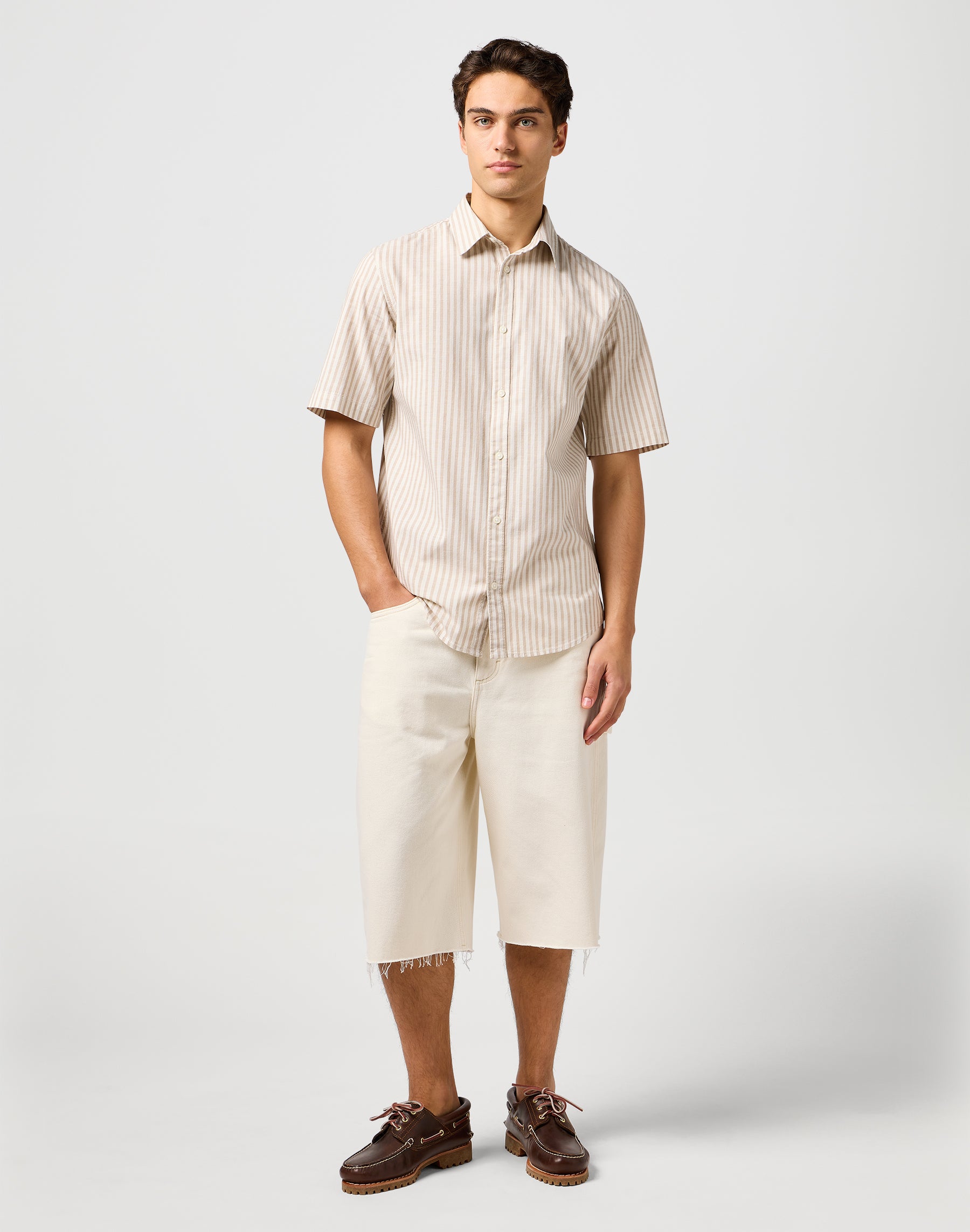 Ss Shirt in Tan Stripe Shirts Wrangler