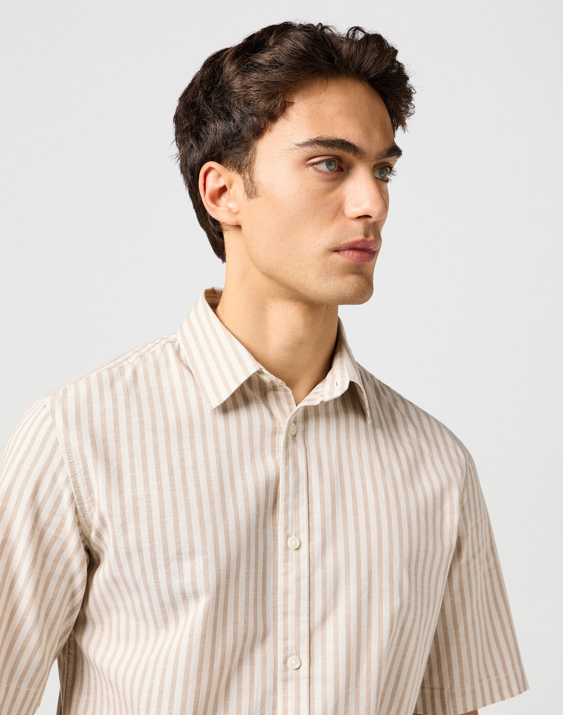 Ss Shirt in Tan Stripe Shirts Wrangler