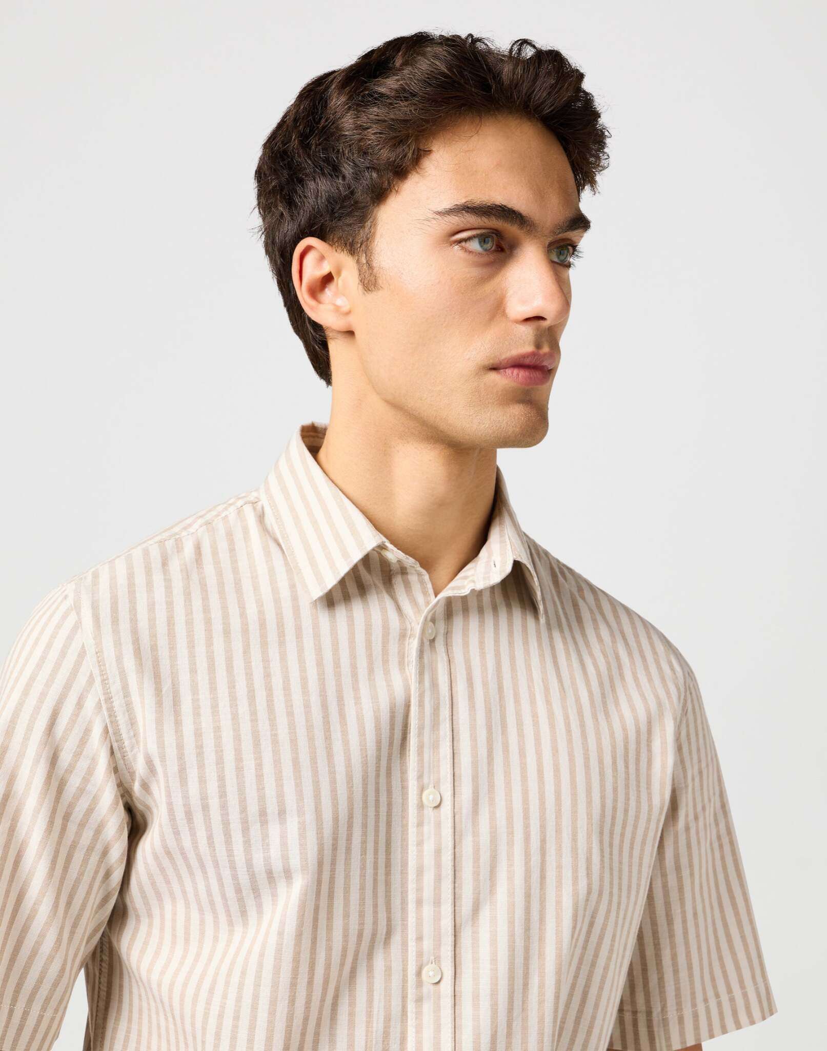 Ss Shirt in Tan Stripe Shirts Wrangler