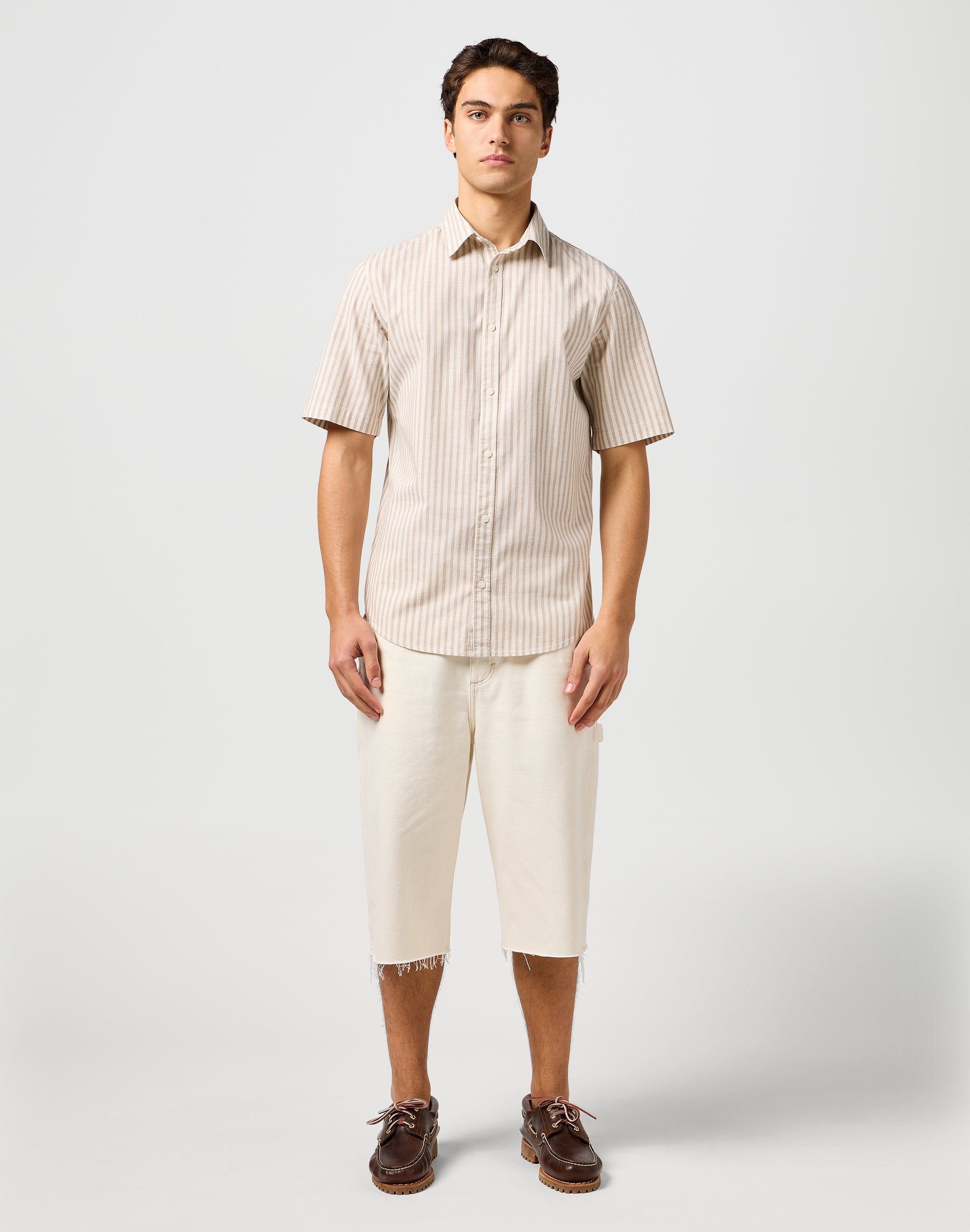 Ss Shirt in Tan Stripe Shirts Wrangler