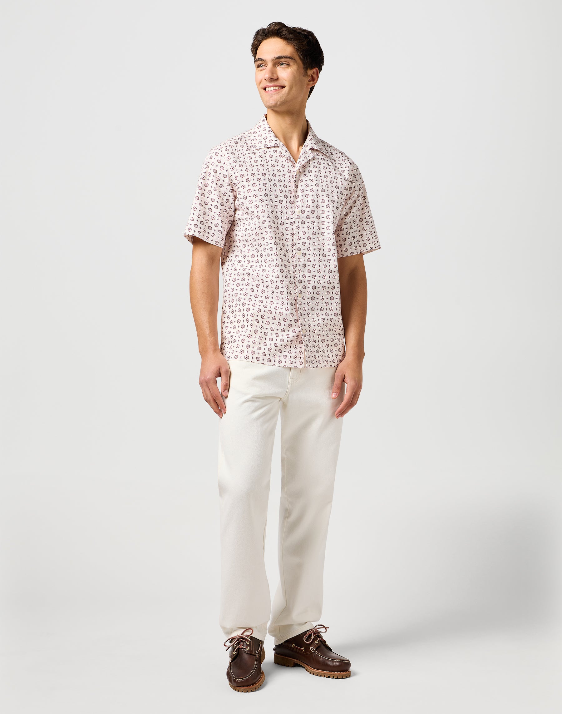 Ss Resort Shirt in White Geo Shirts Wrangler