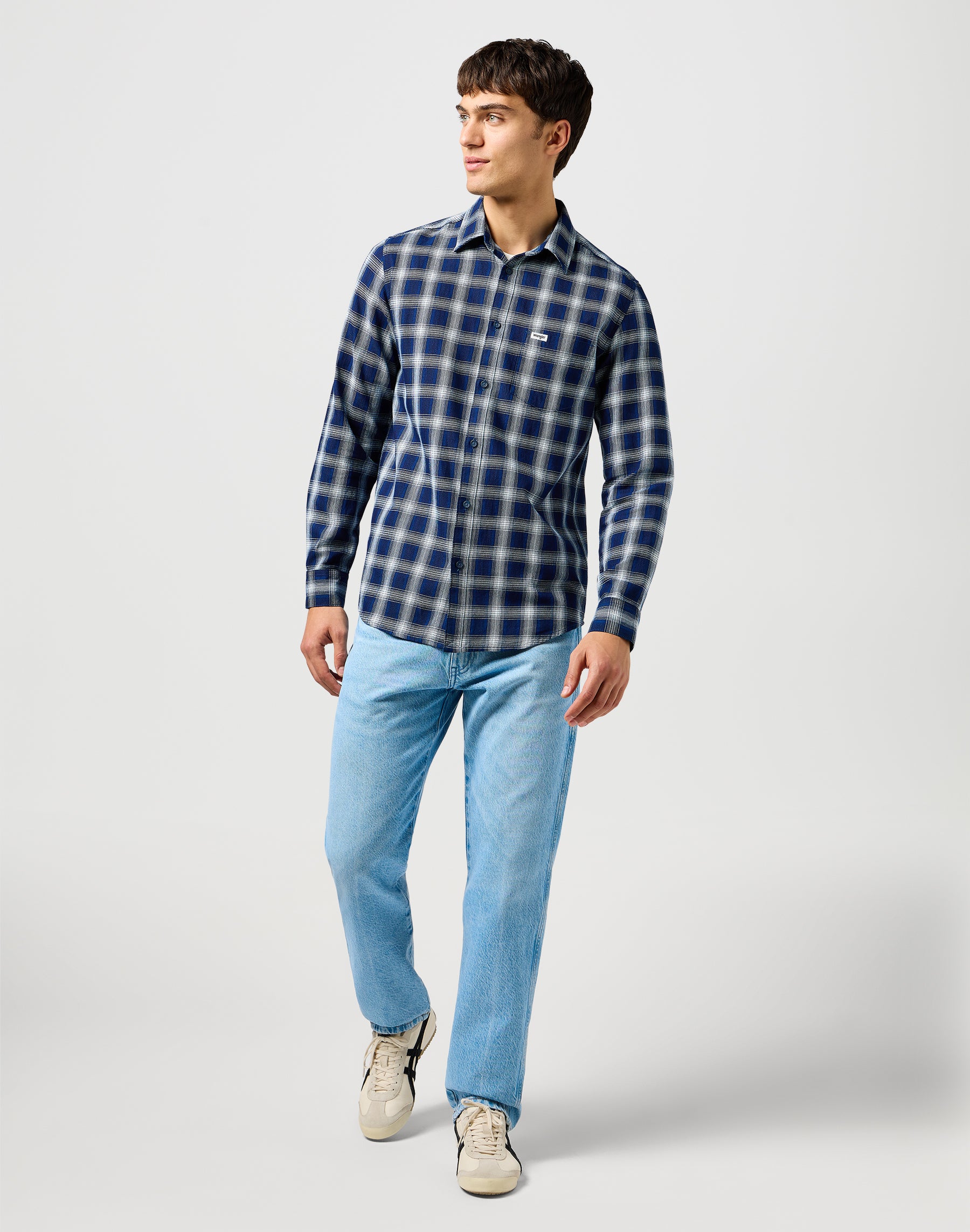 1 Pkt Shirt in Indigo Plaid Shirts Wrangler