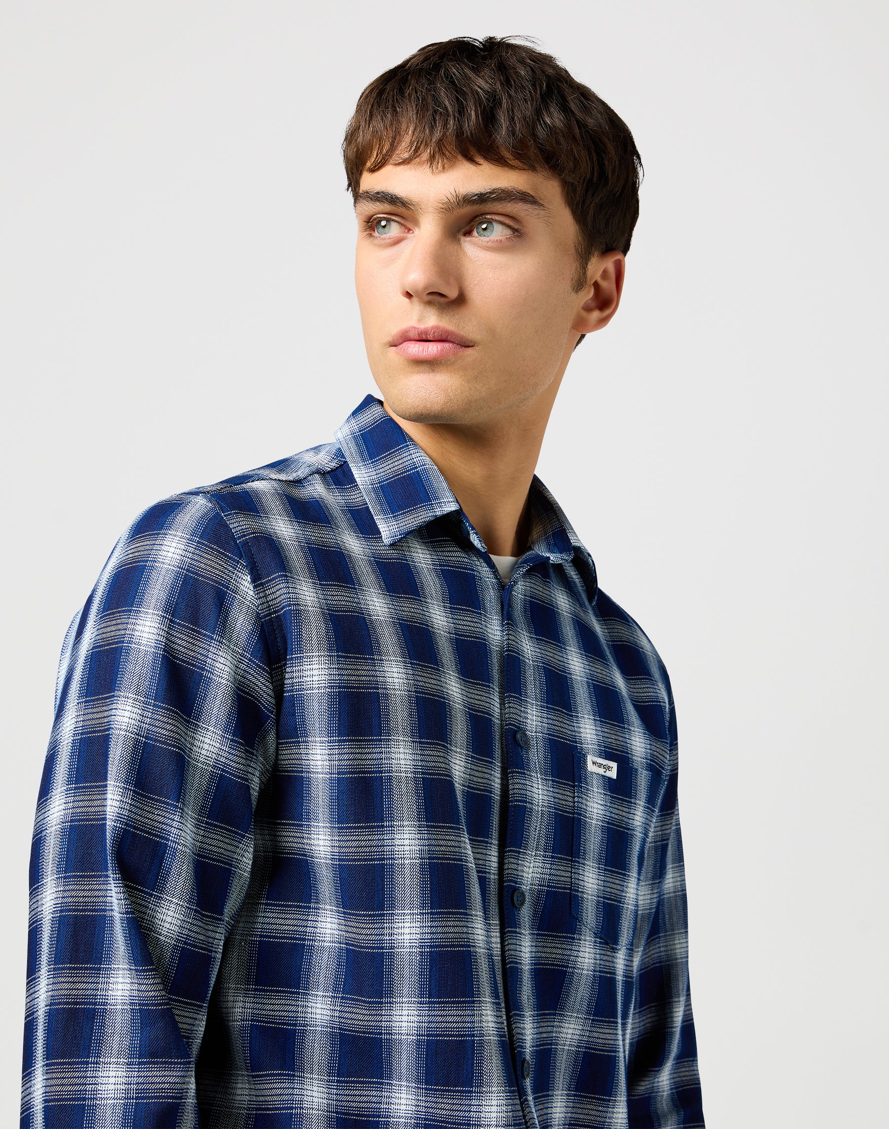 1 Pkt Shirt in Indigo Plaid Shirts Wrangler