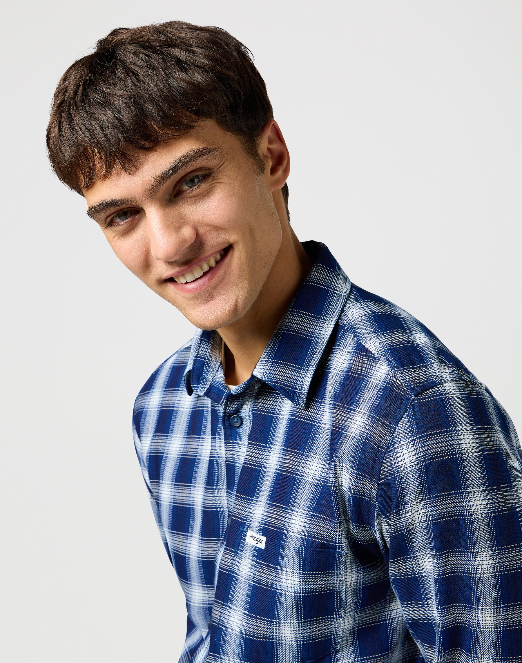 1 Pkt Shirt in Indigo Plaid Shirts Wrangler