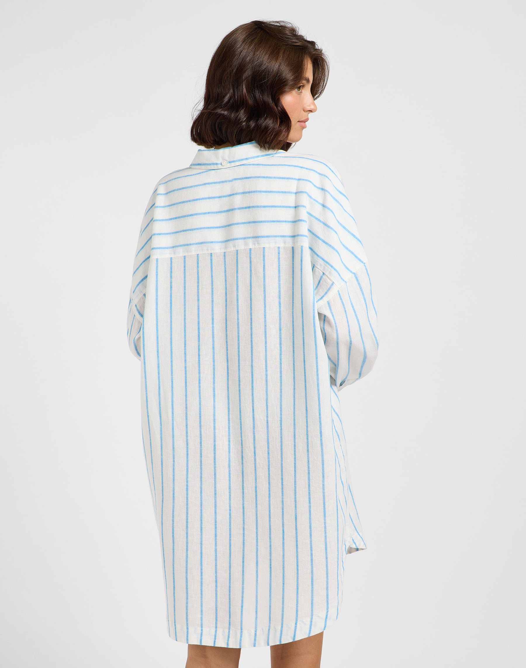 Relaxed Shirt Dress in Stream Blue Stripe Dresses Lee