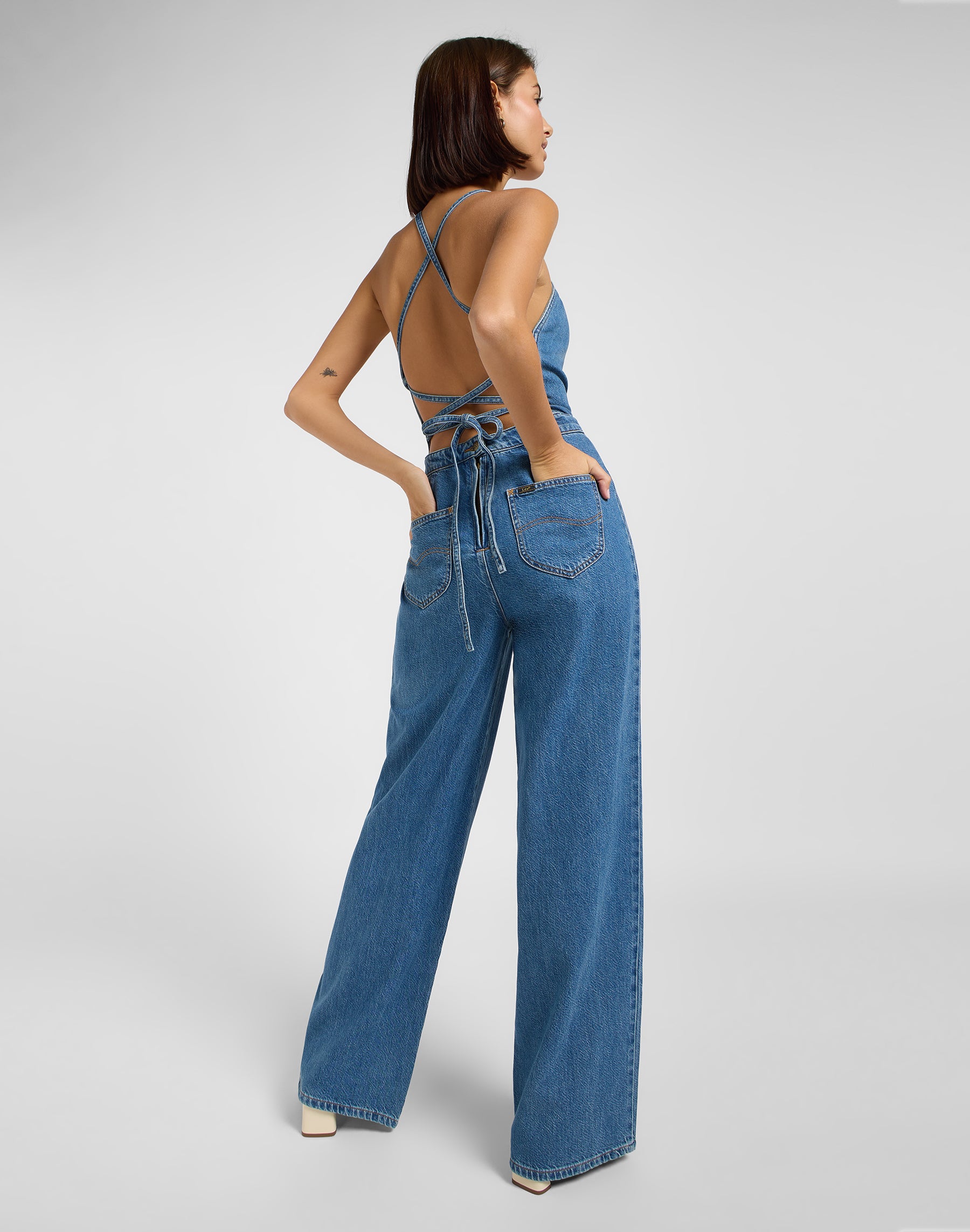 Backless Jumpsuit in Take A Dive Overall Lee