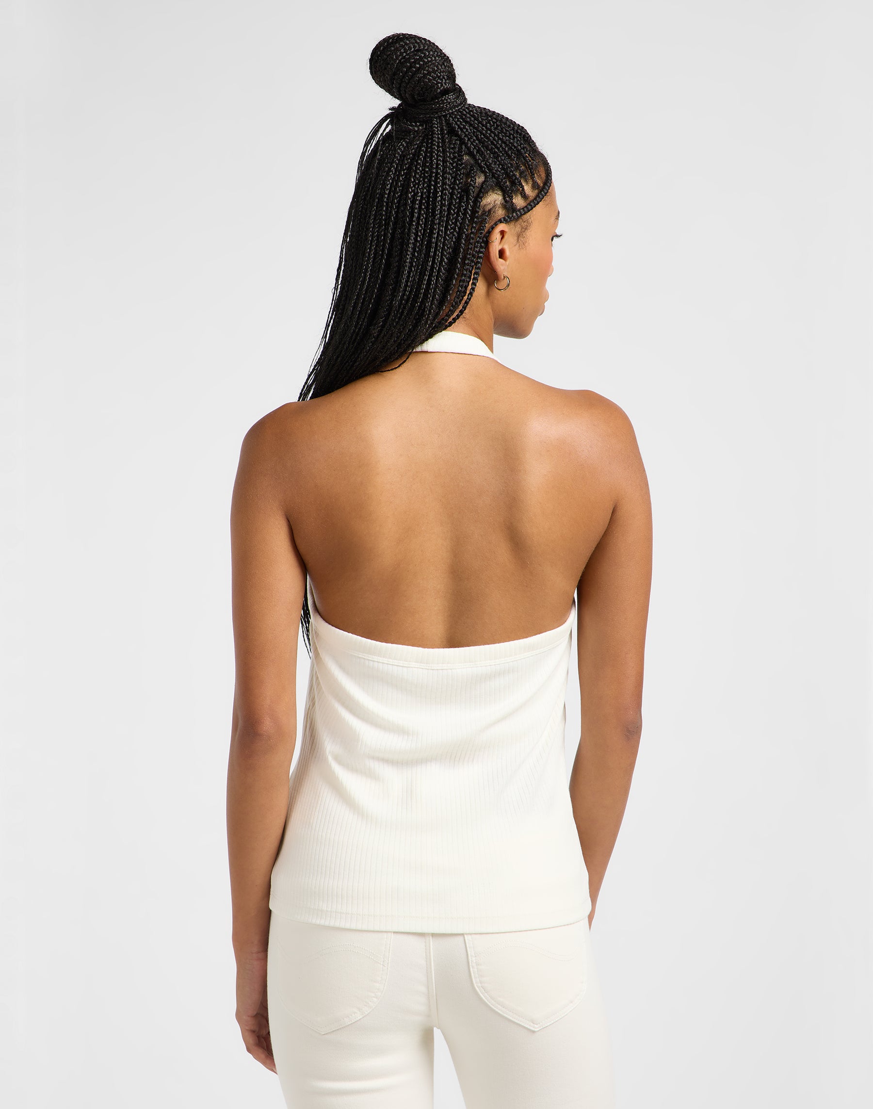 Open Back Halter Top in Ecru T-Shirts Lee