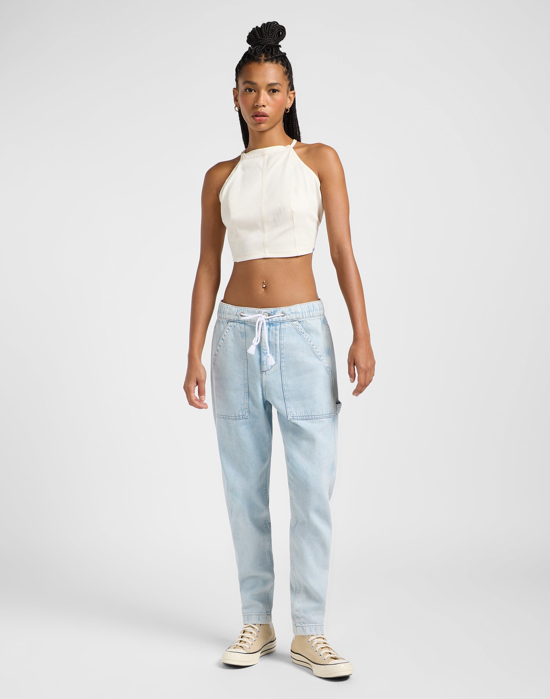 Drawstring Pull On in Bright Mist Jeans Lee