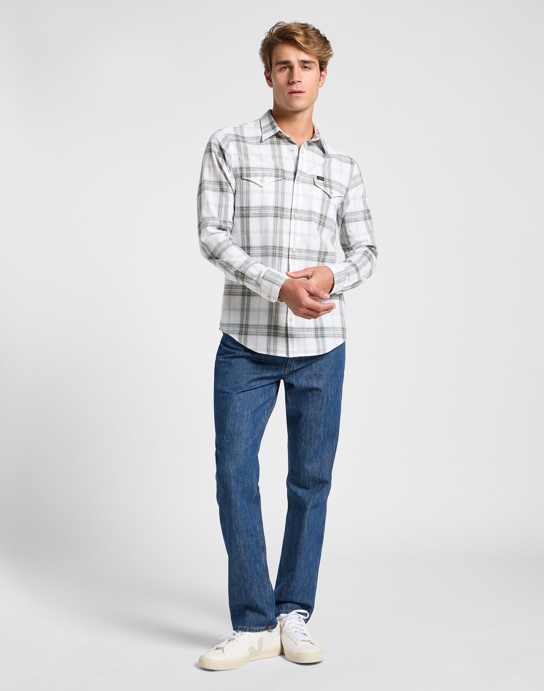 Clean Western Shirt in Mercantile Bright White Shirts Lee