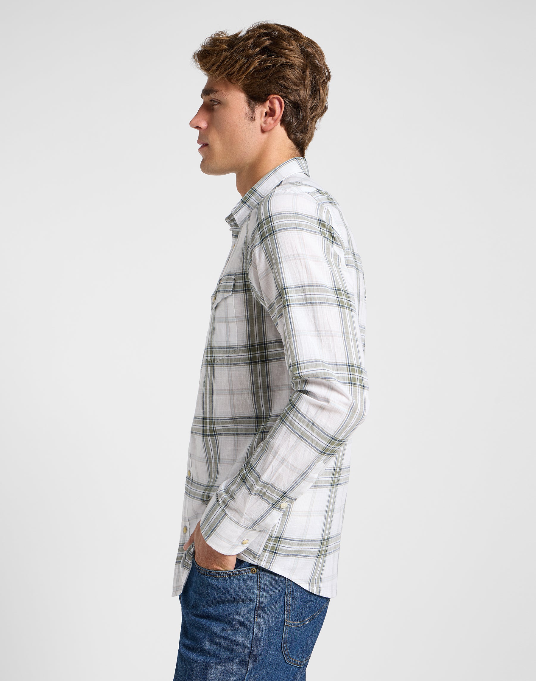 Clean Western Shirt in Mercantile Bright White Shirts Lee