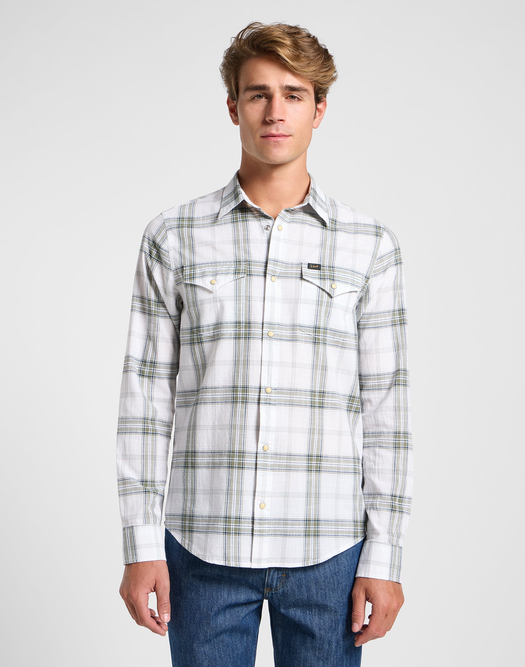 Clean Western Shirt in Mercantile Bright White Shirts Lee