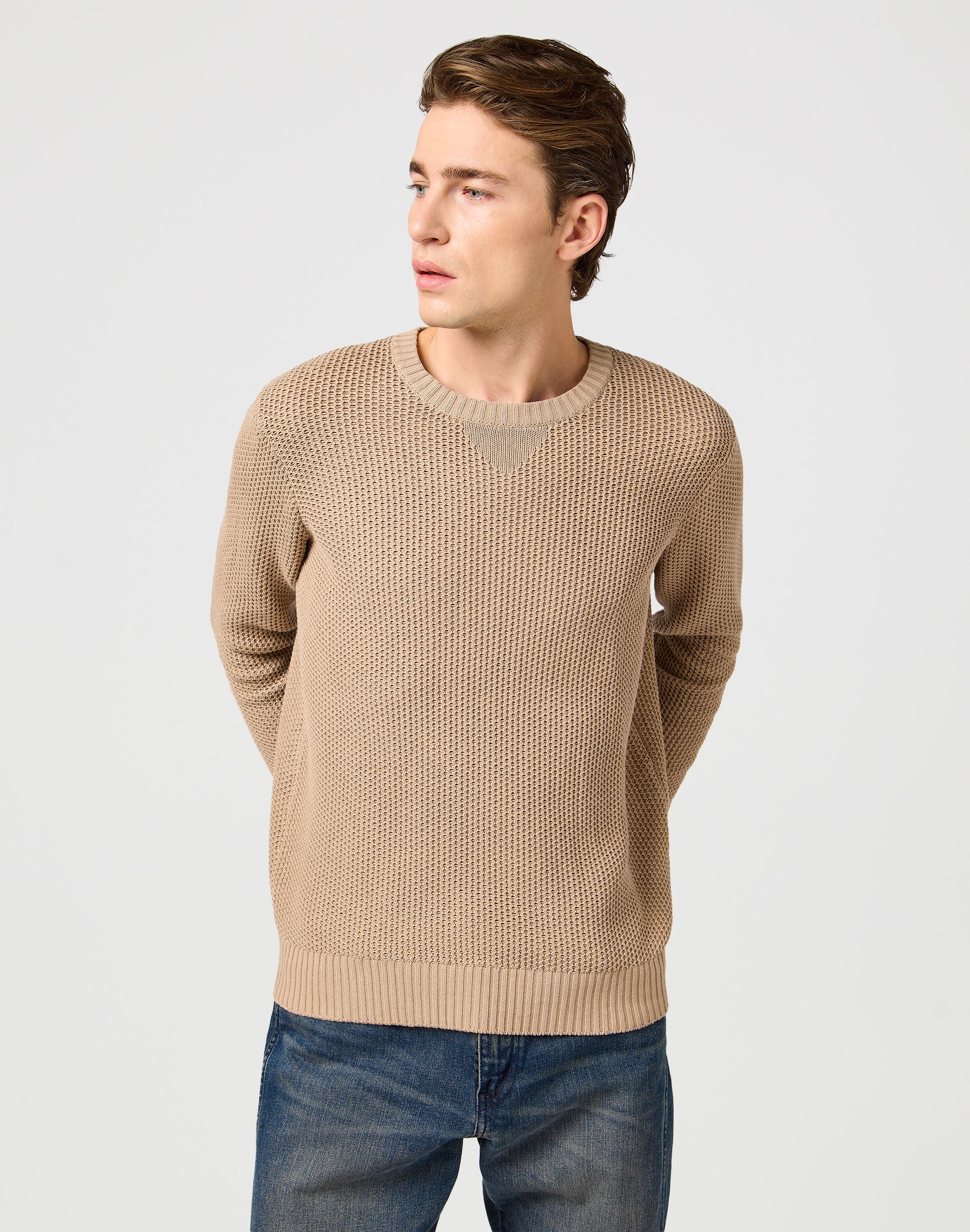 Crewneck Sweater in Timberwolf Pullover Wrangler