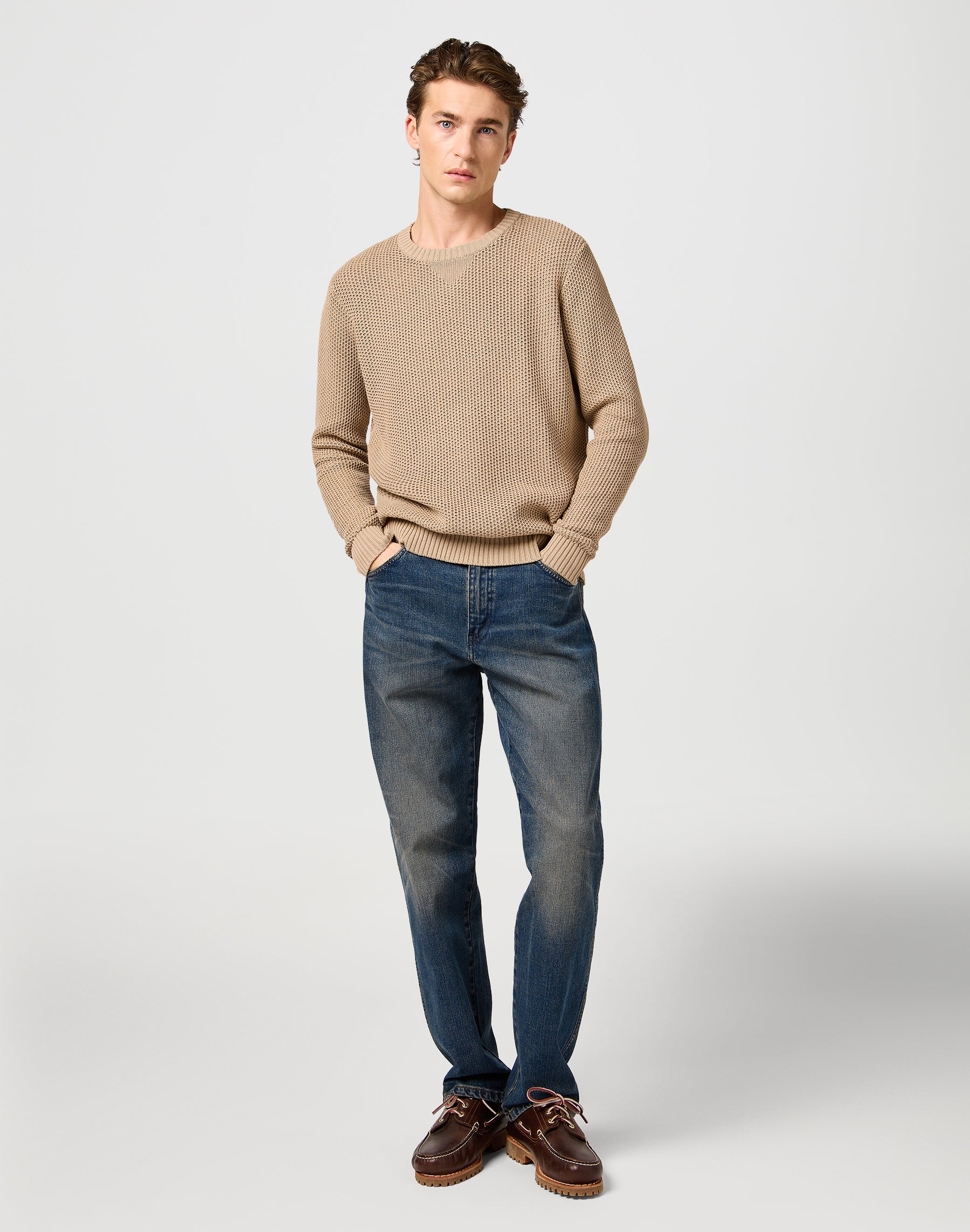 Crewneck Sweater in Timberwolf Pullover Wrangler