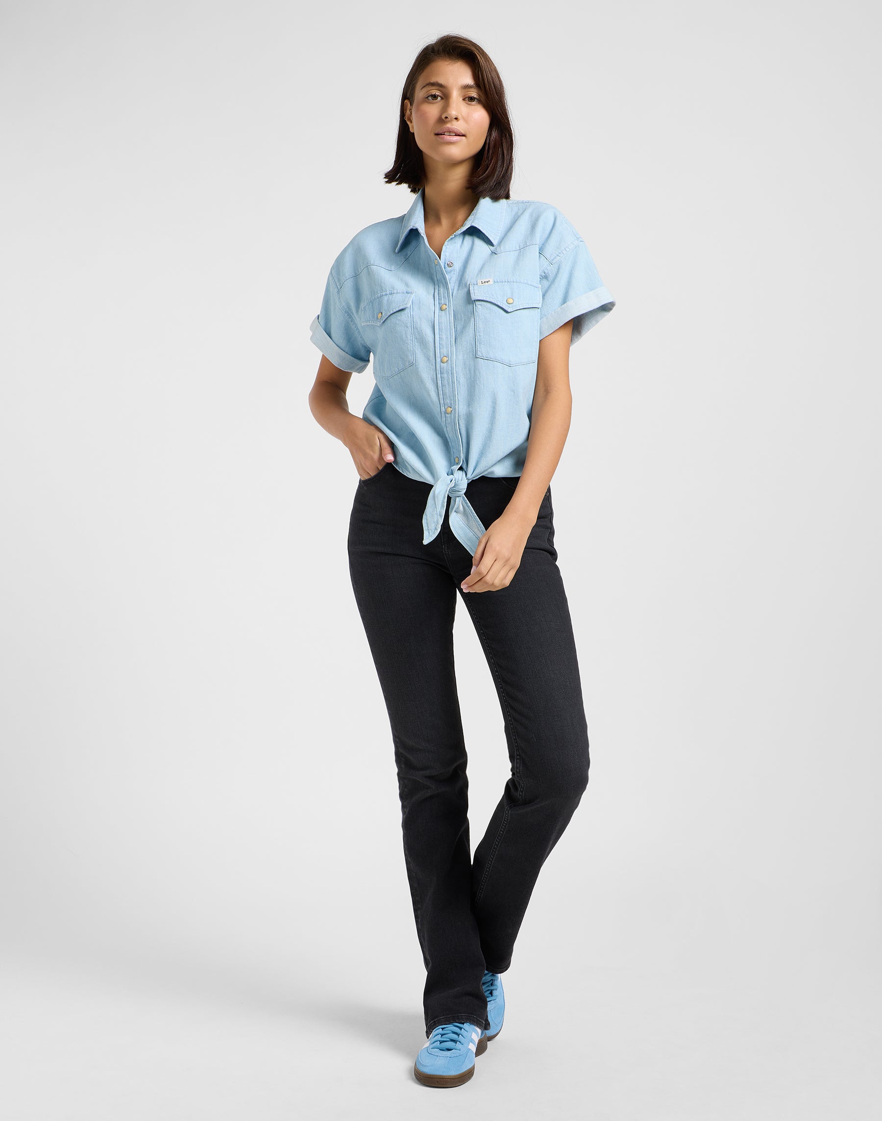 Crop Tied Western Shirt in Light Mood Shirts Lee