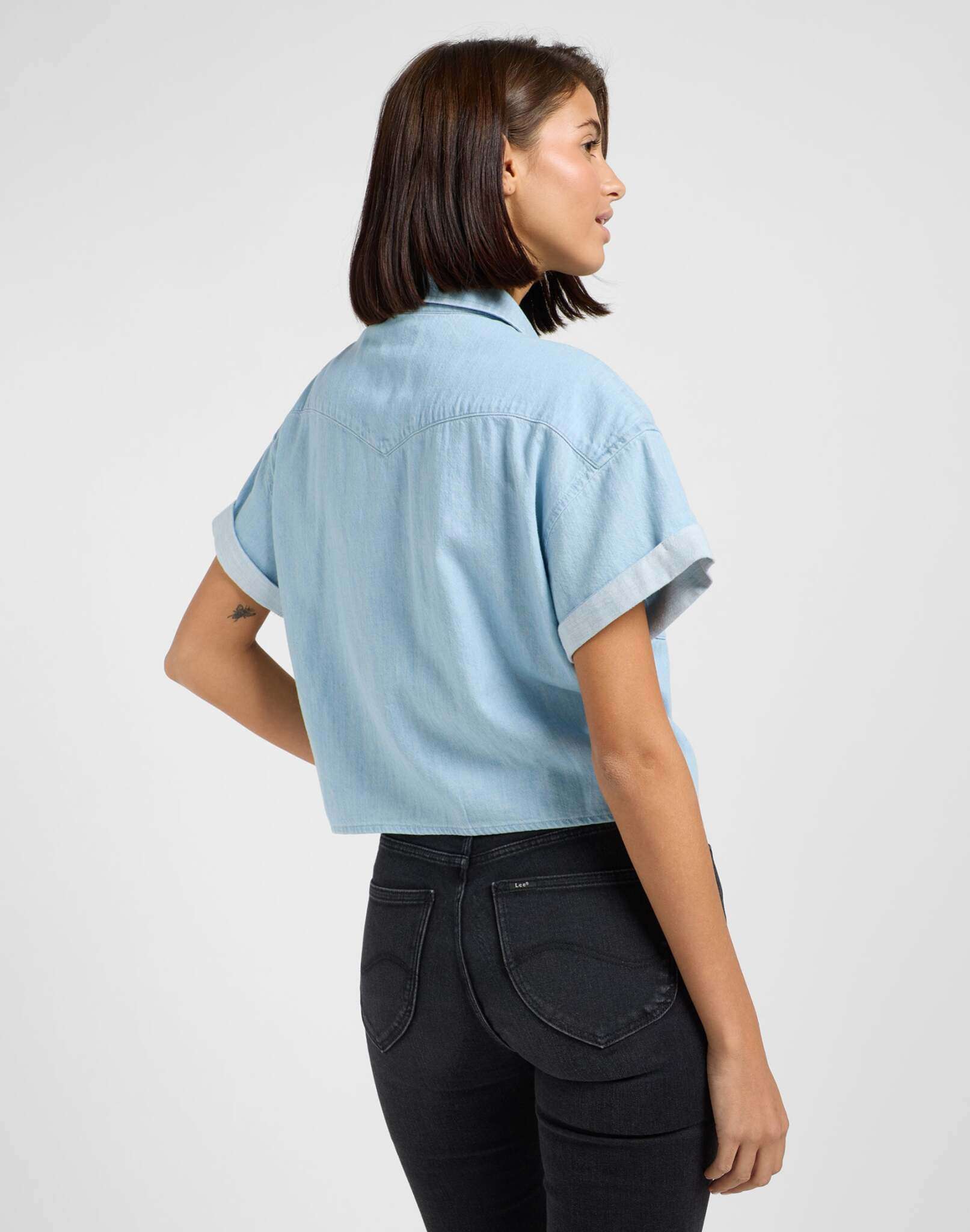 Crop Tied Western Shirt in Light Mood Shirts Lee