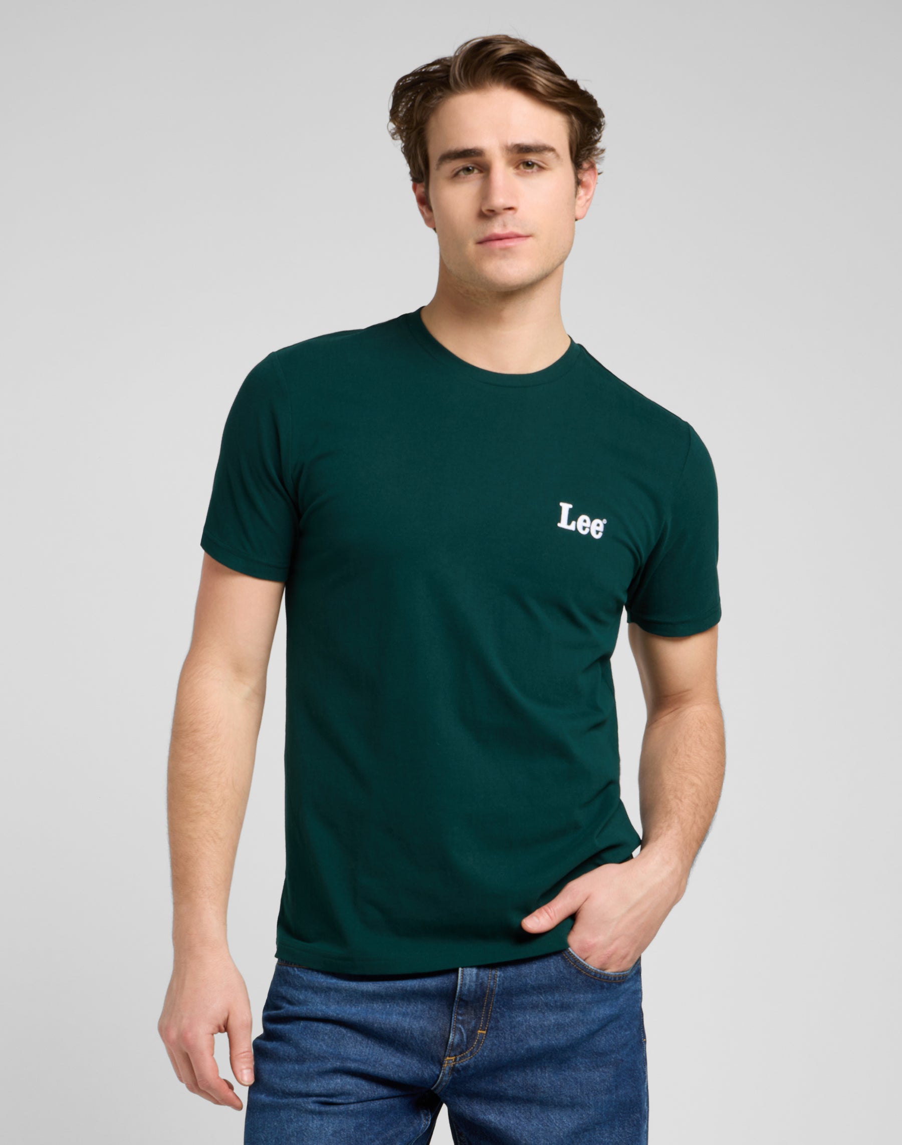 Ss Small Logo Tee in Jade Forest T-Shirts Lee