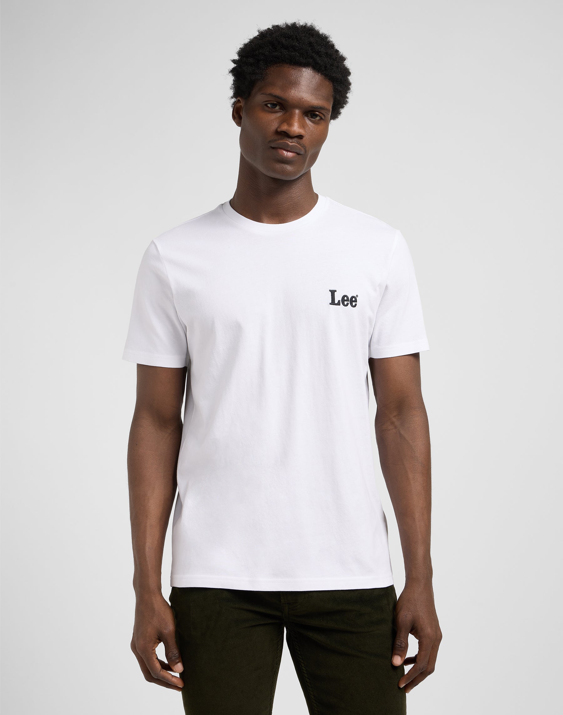 Ss Small Logo Tee in Bright White T-Shirts Lee
