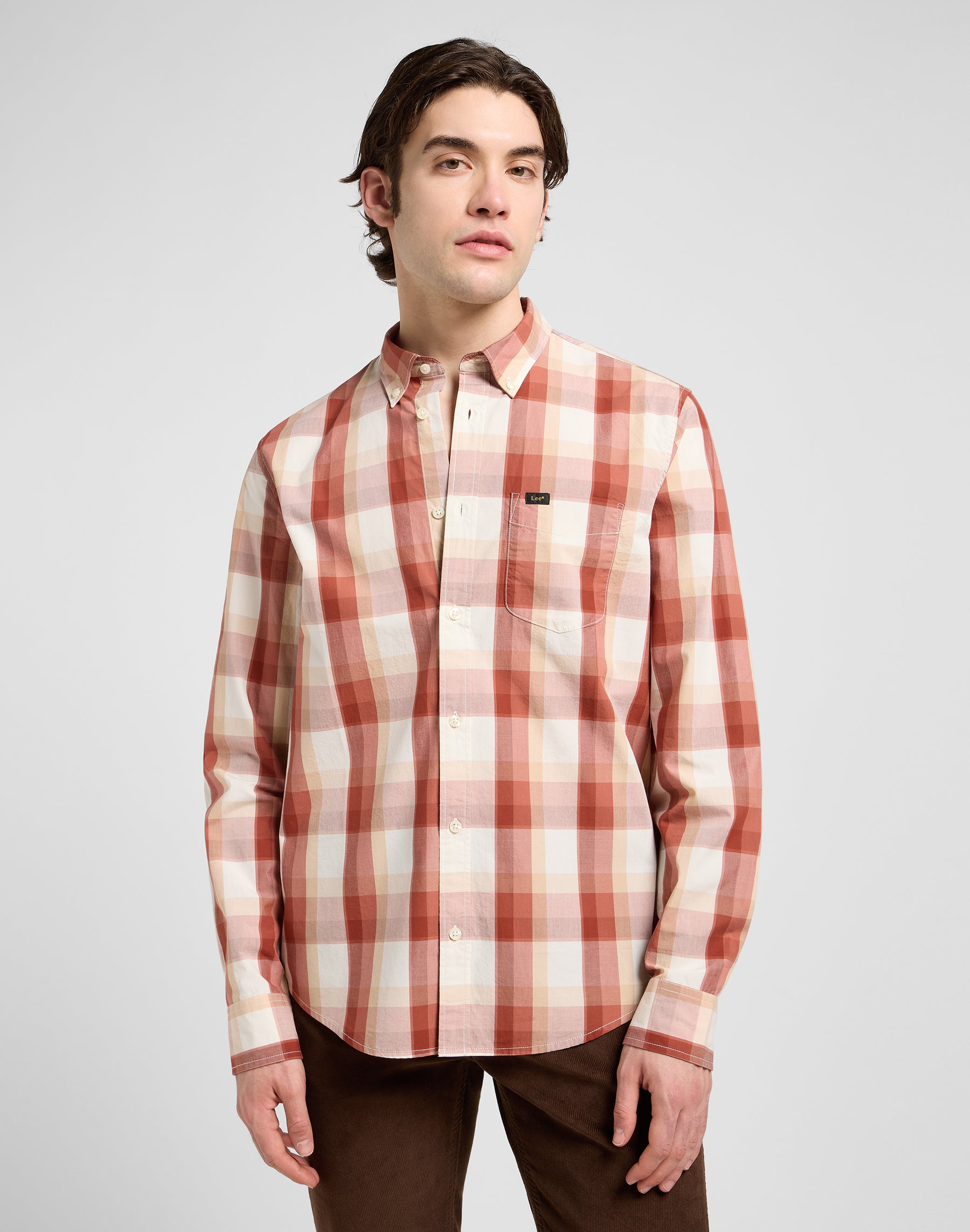 Lee Button Down in Red Clay Plaid Shirts Lee