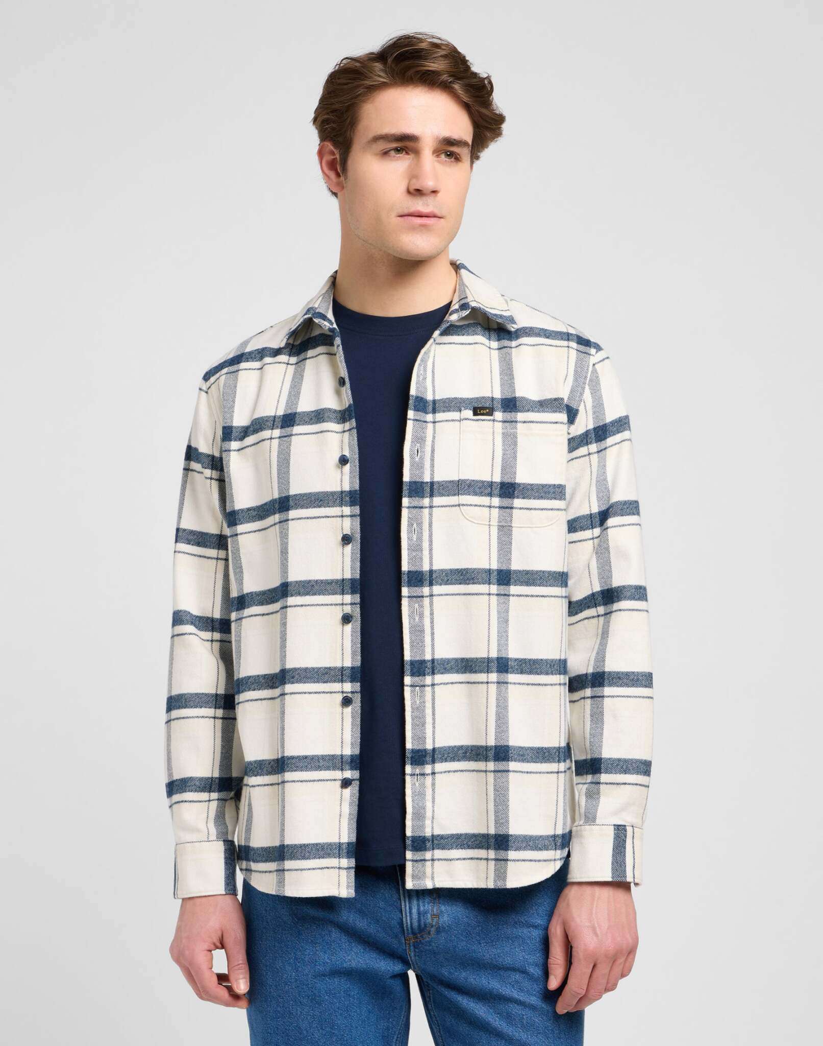 Mercantile Shirt in Vintage Ecru Jaspe Plaid