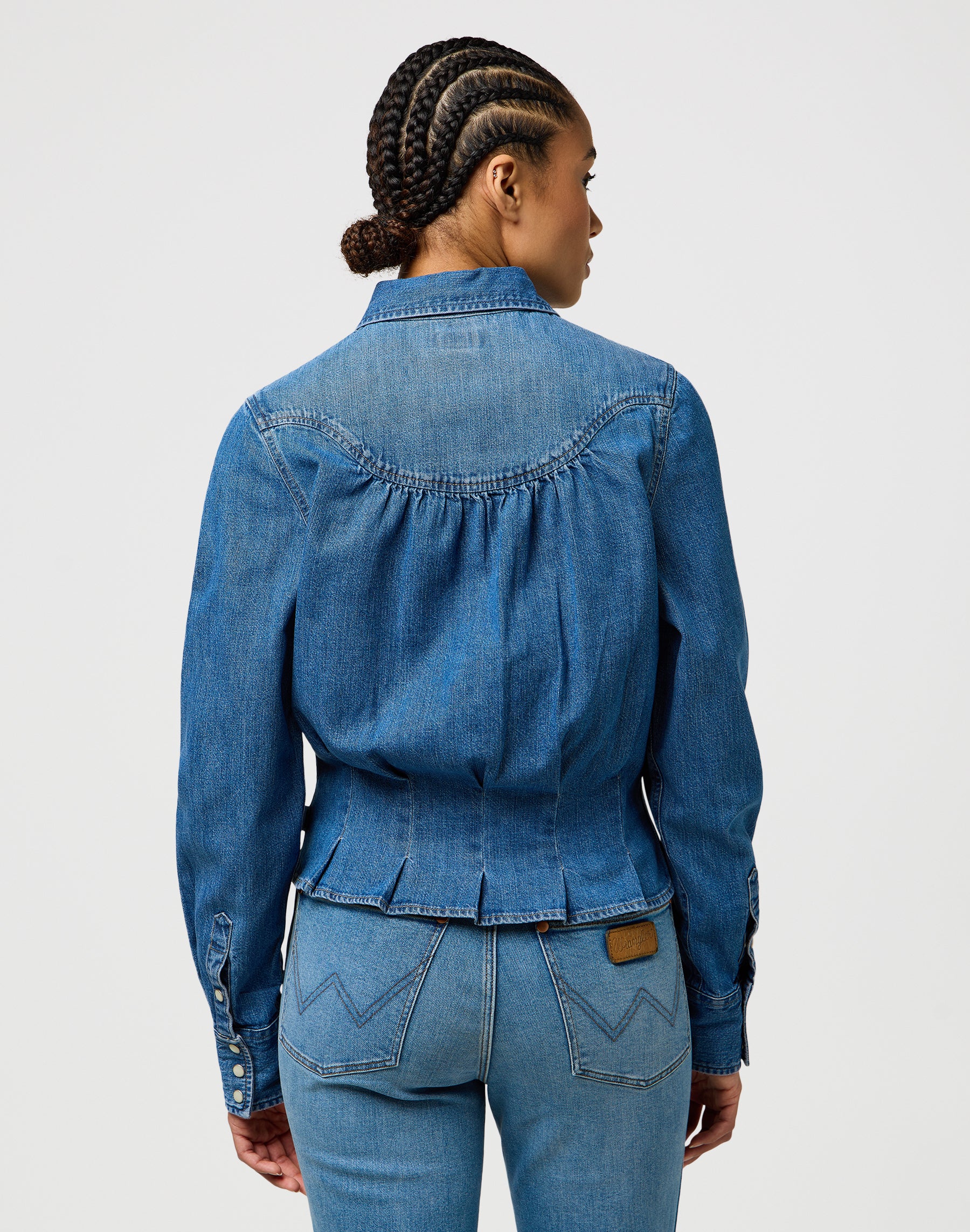 Femme Peplum Shirt in Light Hand Shirts Wrangler